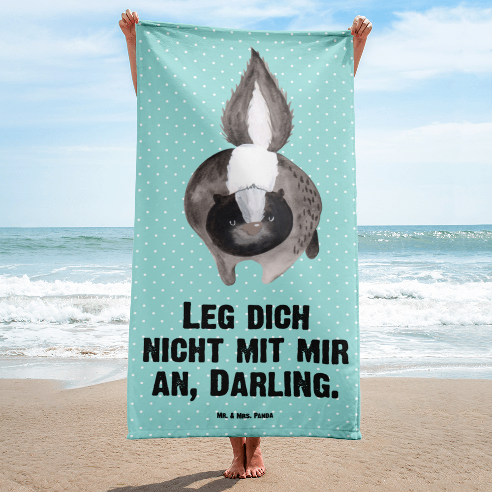 XL Badehandtuch Stinktier Angriff Handtuch, Badetuch, Duschtuch, Strandtuch, Saunatuch, Stinktier, Skunk, Wildtier, Raubtier, Stinker, Stinki, wütend, Drohung