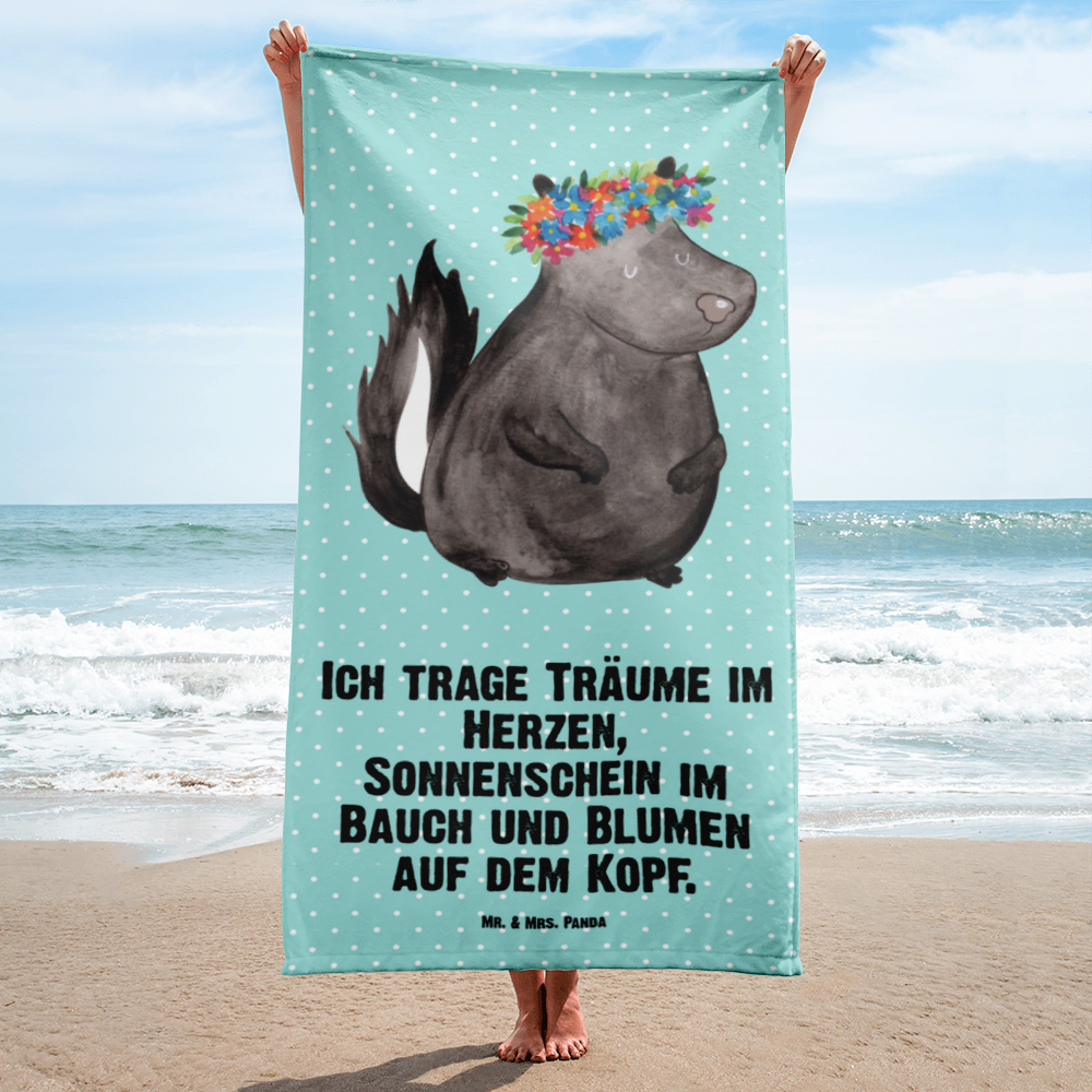 XL Badehandtuch Stinktier Mädchen Handtuch, Badetuch, Duschtuch, Strandtuch, Saunatuch, Stinktier, Skunk, Wildtier, Raubtier, Stinker, Stinki, Yoga, Namaste, Lebe, Liebe, Lache