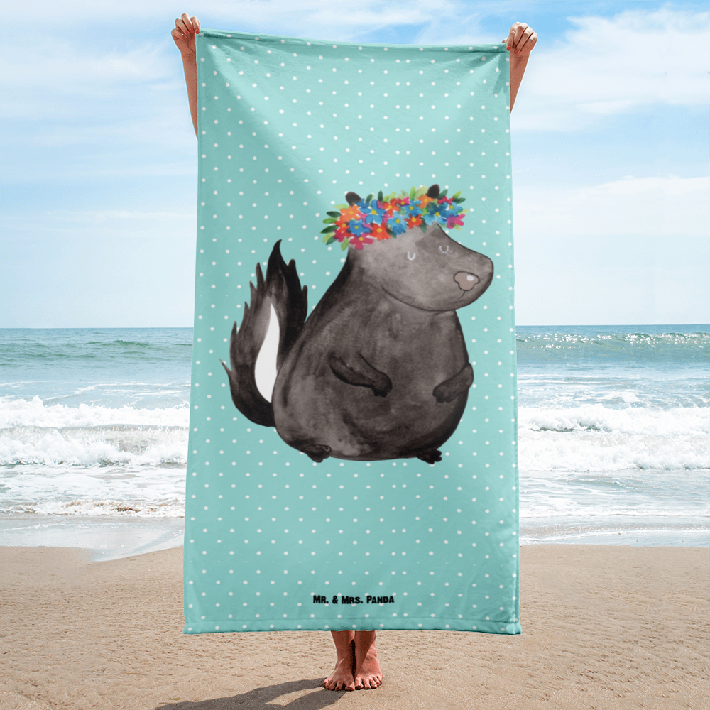 XL Badehandtuch Stinktier Mädchen Handtuch, Badetuch, Duschtuch, Strandtuch, Saunatuch, Stinktier, Skunk, Wildtier, Raubtier, Stinker, Stinki, Yoga, Namaste, Lebe, Liebe, Lache