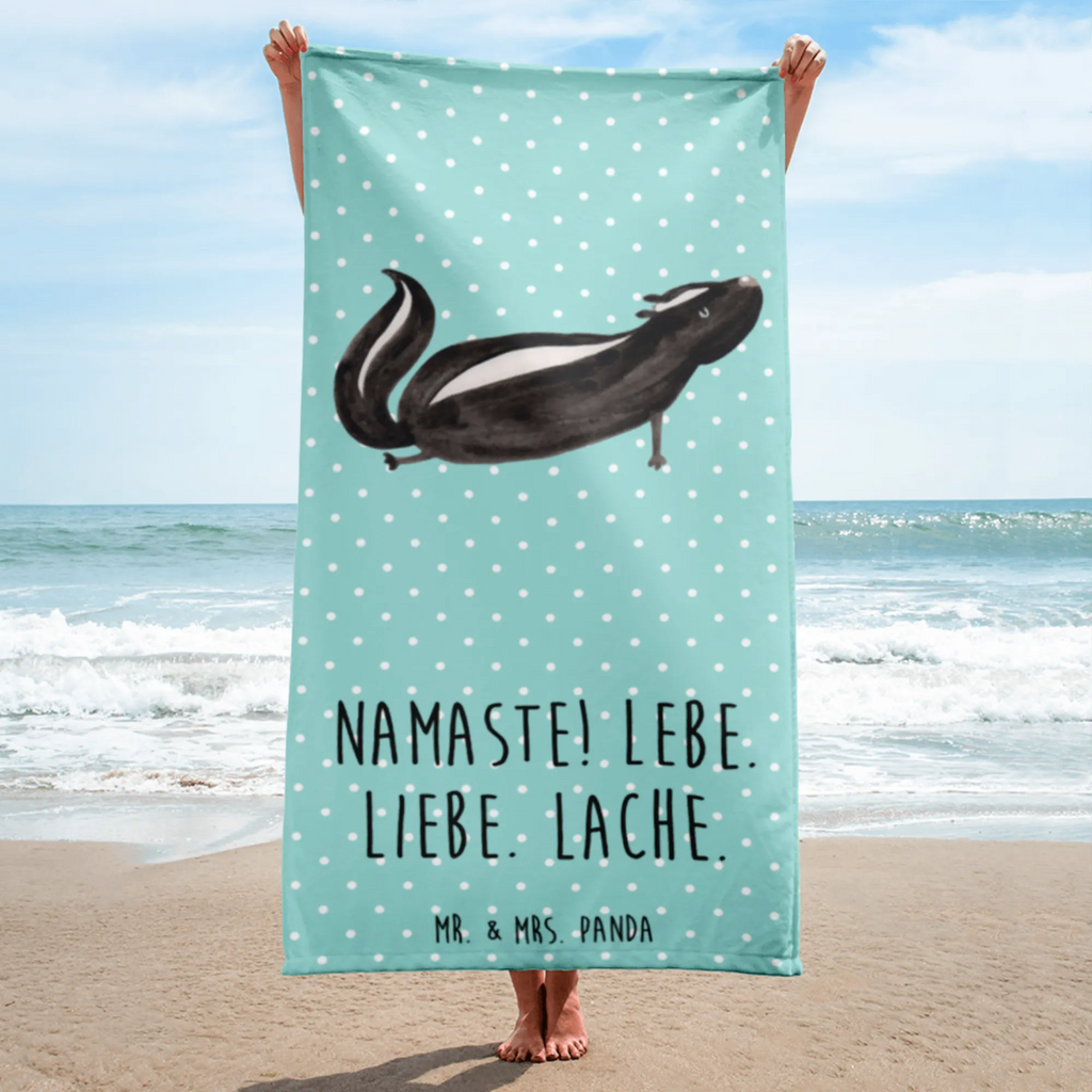 XL Badehandtuch Stinktier Yoga Handtuch, Badetuch, Duschtuch, Strandtuch, Saunatuch, Stinktier, Skunk, Wildtier, Raubtier, Stinker, Stinki, Yoga, Namaste, Lebe, Liebe, Lache