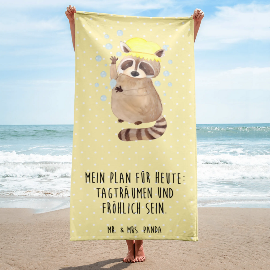 XL Badehandtuch Waschbär Handtuch, Badetuch, Duschtuch, Strandtuch, Saunatuch, Tiermotive, Gute Laune, lustige Sprüche, Tiere, Waschbär, Tagträumen, Plan, Fröhlich, waschen, Seifenblasen