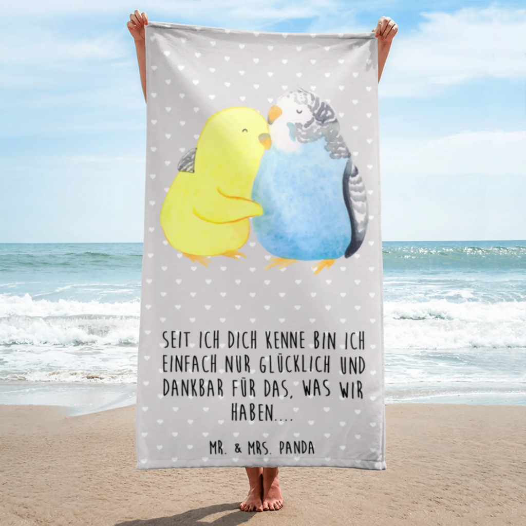 XL Badehandtuch Wellensittich Liebe Handtuch, Badetuch, Duschtuch, Strandtuch, Saunatuch, Liebe, Partner, Freund, Freundin, Ehemann, Ehefrau, Heiraten, Verlobung, Heiratsantrag, Liebesgeschenk, Jahrestag, Hocheitstag, Vögel, Wellensittich, Nähe, Kuscheln, Vertrauen