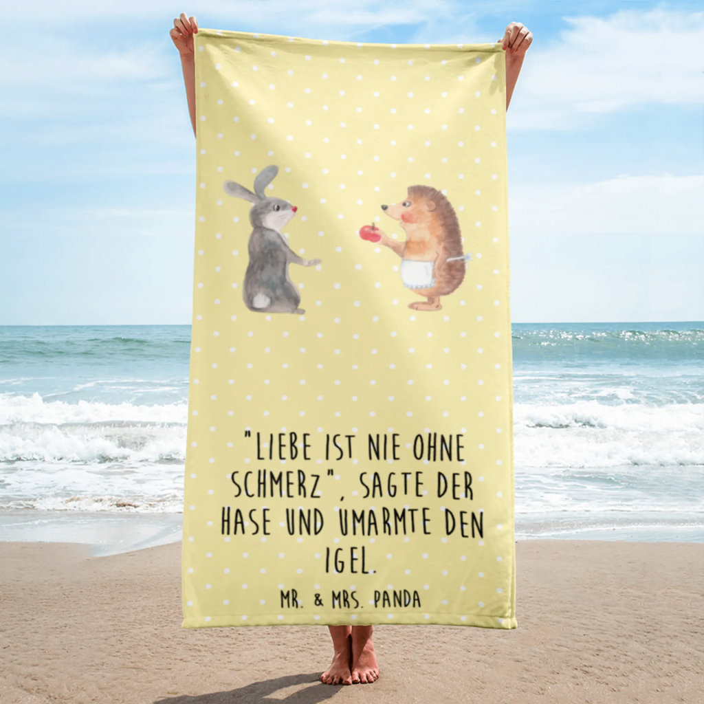 XL Badehandtuch Liebe ist nie ohne Schmerz Handtuch, Badetuch, Duschtuch, Strandtuch, Saunatuch, Tiermotive, Gute Laune, lustige Sprüche, Tiere, Igel und Hase, Igel, Hase, Liebe Spruch, Liebeskummer Geschenk, Herzschmerz, Trösten, Trennungsschmerz, Spruch romantisch