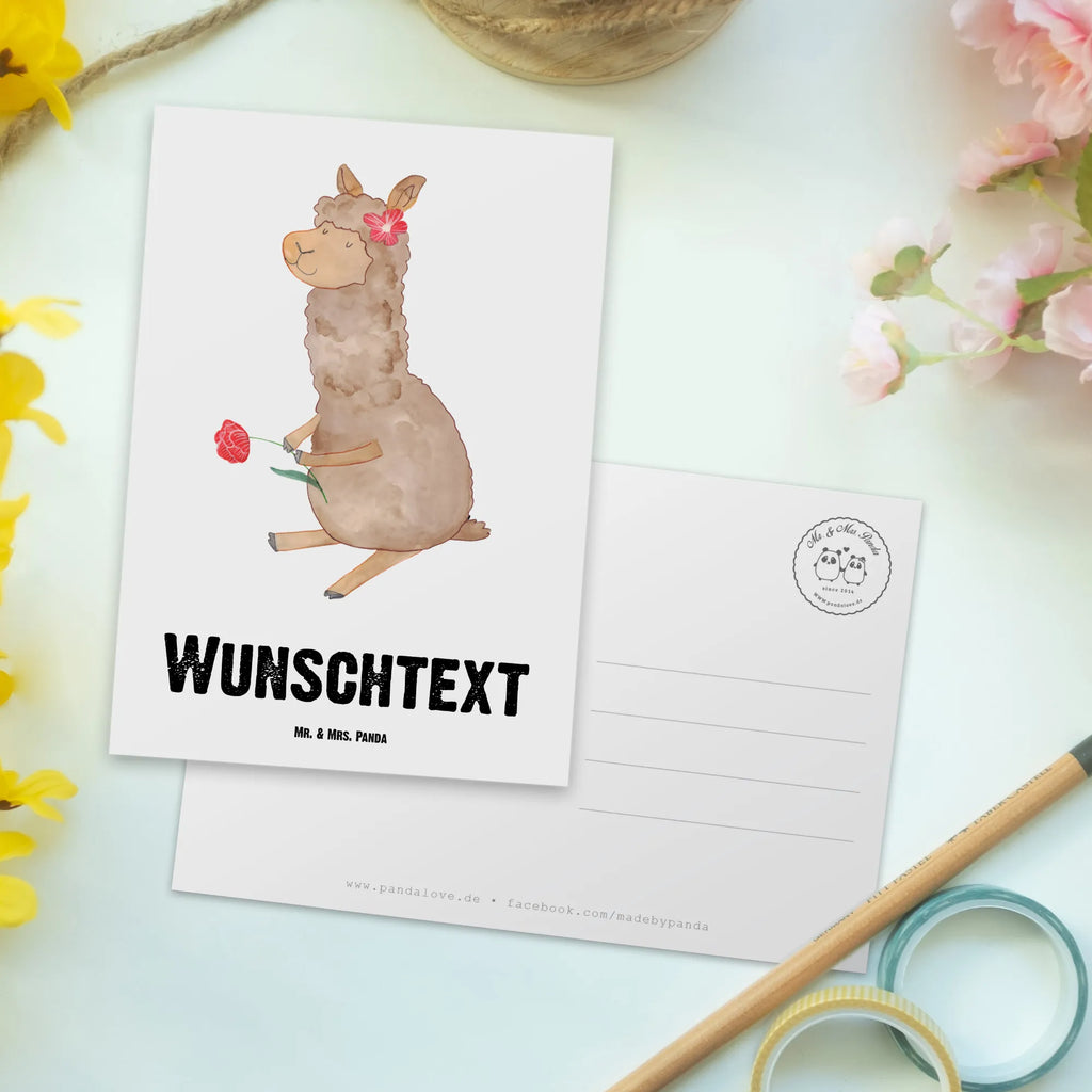 Personalisierte Postkarte Alpaka Blume Postkarte mit Namen, Postkarte bedrucken, Postkarte mit Wunschtext, Postkarte personalisierbar, Geschenkkarte mit Namen, Grußkarte mit Namen, Karte mit Namen, Einladung mit Namen, Ansichtskarte mit Namen, Geschenkkarte mit Wunschtext, Grußkarte mit Wunschtext, Karte mit Wunschtext, Einladung mit Wunschtext, Ansichtskarte mit Wunschtext, Alpaka, Lama, Blume, Lamas, Alpaka Zitat, Alpaka Spruch, Alpaka Dekor, Alpaka Geschenk, Alpaka Dekoration, Alpaka Witz, Motiv Alpaka