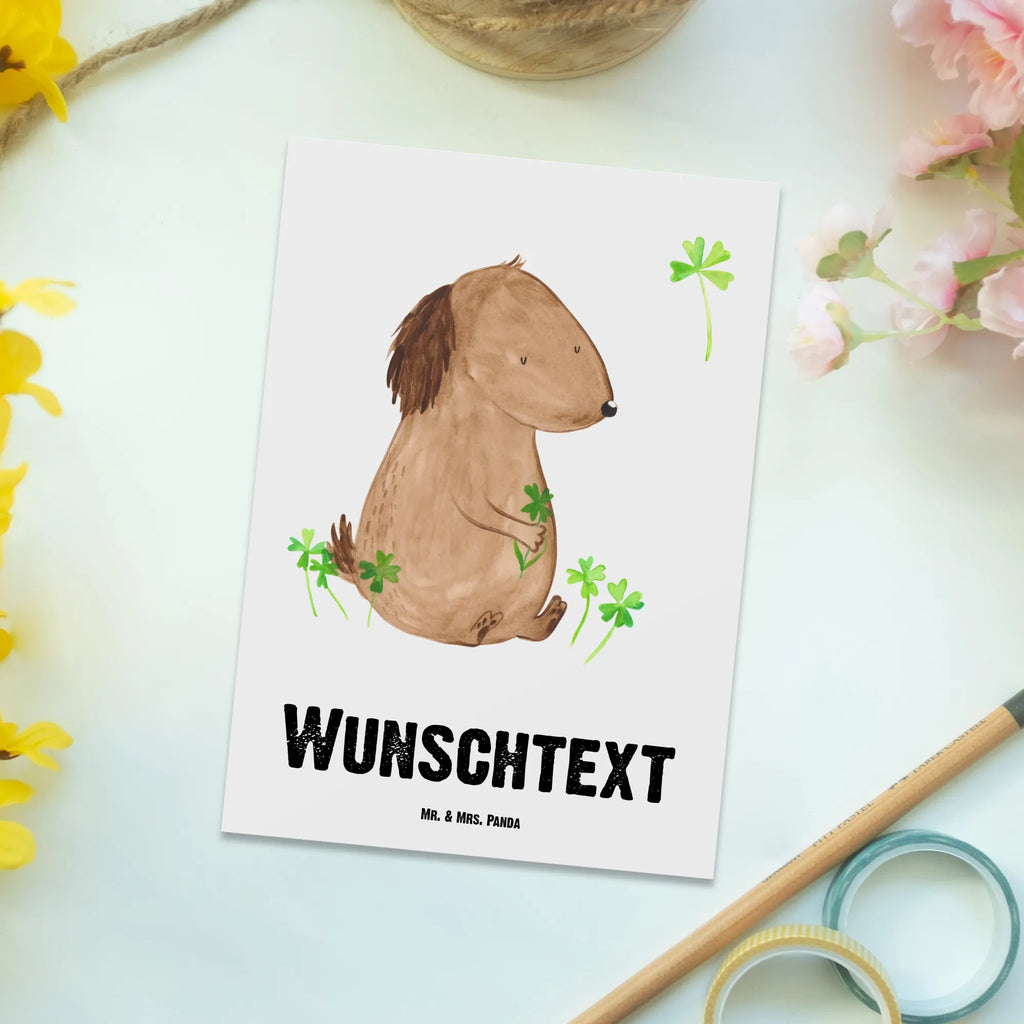 Personalisierte Postkarte Hund Kleeblatt Postkarte mit Namen, Postkarte bedrucken, Postkarte mit Wunschtext, Postkarte personalisierbar, Geschenkkarte mit Namen, Grußkarte mit Namen, Karte mit Namen, Einladung mit Namen, Ansichtskarte mit Namen, Geschenkkarte mit Wunschtext, Grußkarte mit Wunschtext, Karte mit Wunschtext, Einladung mit Wunschtext, Ansichtskarte mit Wunschtext, Hund, Hundemotiv, Haustier, Hunderasse, Tierliebhaber, Hundebesitzer, Sprüche, Kleeblatt, Glück, Tagträume, Motivation, Neuanfang, Geschenk, Glücksbringer, Selbstliebe, Achtsamkeit