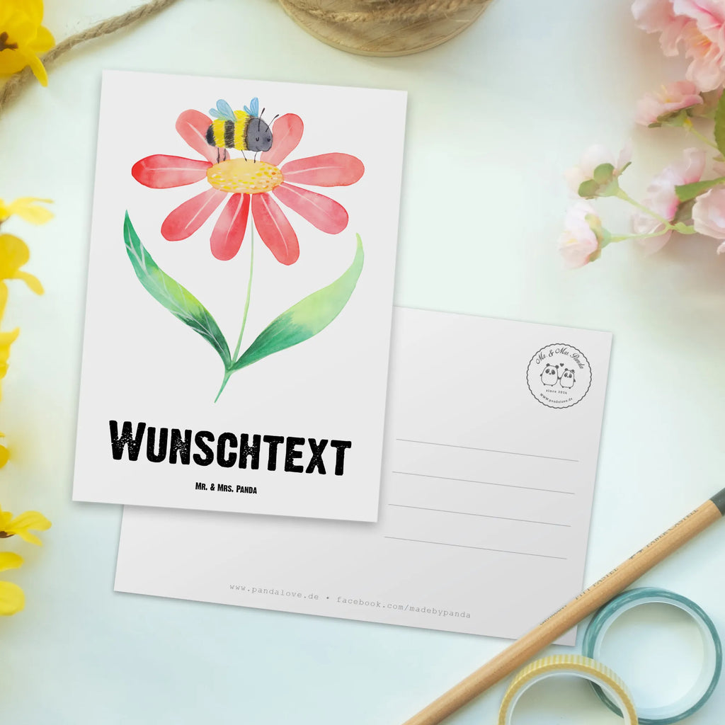 Personalisierte Postkarte Hummel Blume Postkarte mit Namen, Postkarte bedrucken, Postkarte mit Wunschtext, Postkarte personalisierbar, Geschenkkarte mit Namen, Grußkarte mit Namen, Karte mit Namen, Einladung mit Namen, Ansichtskarte mit Namen, Geschenkkarte mit Wunschtext, Grußkarte mit Wunschtext, Karte mit Wunschtext, Einladung mit Wunschtext, Ansichtskarte mit Wunschtext, Tiermotive, Gute Laune, lustige Sprüche, Tiere, Hummel, Blume, Wespe, Flauschig, Natur, Feld, Hummeln, Biene