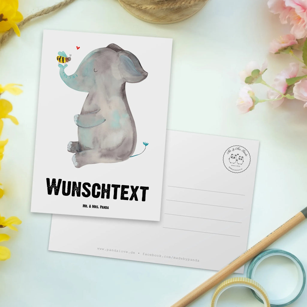 Personalisierte Postkarte Elefant & Biene Postkarte mit Namen, Postkarte bedrucken, Postkarte mit Wunschtext, Postkarte personalisierbar, Geschenkkarte mit Namen, Grußkarte mit Namen, Karte mit Namen, Einladung mit Namen, Ansichtskarte mit Namen, Geschenkkarte mit Wunschtext, Grußkarte mit Wunschtext, Karte mit Wunschtext, Einladung mit Wunschtext, Ansichtskarte mit Wunschtext, Tiermotive, Gute Laune, lustige Sprüche, Tiere, Elefant, Biene, Liebe, Liebesbeweis, Jahrestag, Liebesgeschenk, Heiratsantrag, Hochzeitsgeschenk, Liebesspruch