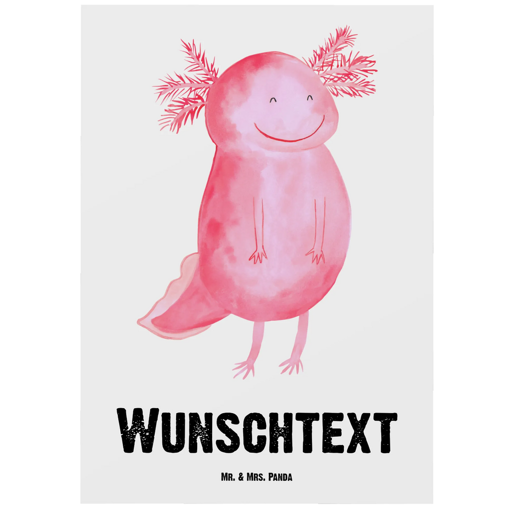 Personalisierte Postkarte Axolotl glücklich Postkarte mit Namen, Postkarte bedrucken, Postkarte mit Wunschtext, Postkarte personalisierbar, Geschenkkarte mit Namen, Grußkarte mit Namen, Karte mit Namen, Einladung mit Namen, Ansichtskarte mit Namen, Geschenkkarte mit Wunschtext, Grußkarte mit Wunschtext, Karte mit Wunschtext, Einladung mit Wunschtext, Ansichtskarte mit Wunschtext, Axolotl, Molch, Axolot, Schwanzlurch, Lurch, Lurche, Motivation, gute Laune