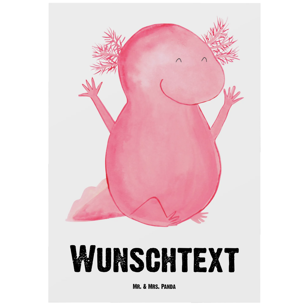 Personalisierte Postkarte Axolotl Hurra Postkarte mit Namen, Postkarte bedrucken, Postkarte mit Wunschtext, Postkarte personalisierbar, Geschenkkarte mit Namen, Grußkarte mit Namen, Karte mit Namen, Einladung mit Namen, Ansichtskarte mit Namen, Geschenkkarte mit Wunschtext, Grußkarte mit Wunschtext, Karte mit Wunschtext, Einladung mit Wunschtext, Ansichtskarte mit Wunschtext, Axolotl, Molch, Axolot, Schwanzlurch, Lurch, Lurche, fröhlich, Spaß, Freude, Motivation, Zufriedenheit