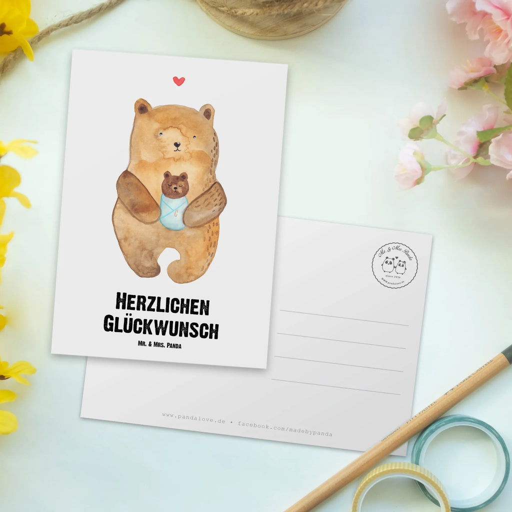 Personalisierte Postkarte Bär mit Baby Postkarte mit Namen, Postkarte bedrucken, Postkarte mit Wunschtext, Postkarte personalisierbar, Geschenkkarte mit Namen, Grußkarte mit Namen, Karte mit Namen, Einladung mit Namen, Ansichtskarte mit Namen, Geschenkkarte mit Wunschtext, Grußkarte mit Wunschtext, Karte mit Wunschtext, Einladung mit Wunschtext, Ansichtskarte mit Wunschtext, Bär, Teddy, Teddybär, Eltern, Mutter, Baby, Taufe, Geburt, Nichte, Neffe, Enkel, Enkelin, Täufling, Geburtstag, Glückwunsch