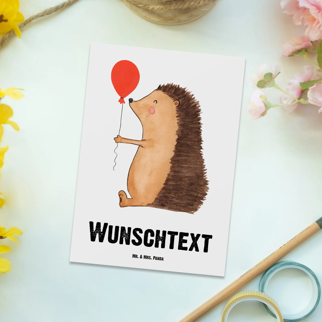 Personalisierte Postkarte Igel mit Luftballon Postkarte mit Namen, Postkarte bedrucken, Postkarte mit Wunschtext, Postkarte personalisierbar, Geschenkkarte mit Namen, Grußkarte mit Namen, Karte mit Namen, Einladung mit Namen, Ansichtskarte mit Namen, Geschenkkarte mit Wunschtext, Grußkarte mit Wunschtext, Karte mit Wunschtext, Einladung mit Wunschtext, Ansichtskarte mit Wunschtext, Tiermotive, Gute Laune, lustige Sprüche, Tiere, Igel, Geburtstag, Herzlichen Glückwunsch, Glückwunsch, Geburtstagskind, Ballon, Happy Birthday