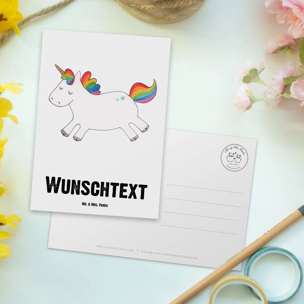 Personalisierte Postkarte Einhorn Happy Postkarte mit Namen, Postkarte bedrucken, Postkarte mit Wunschtext, Postkarte personalisierbar, Geschenkkarte mit Namen, Grußkarte mit Namen, Karte mit Namen, Einladung mit Namen, Ansichtskarte mit Namen, Geschenkkarte mit Wunschtext, Grußkarte mit Wunschtext, Karte mit Wunschtext, Einladung mit Wunschtext, Ansichtskarte mit Wunschtext, Einhorn, Einhörner, Einhorn Deko, Pegasus, Unicorn, glücklich, fröhlich, Spaß, Freude, Lebensfreude, witzig, spannend, Lächeln, Lachen