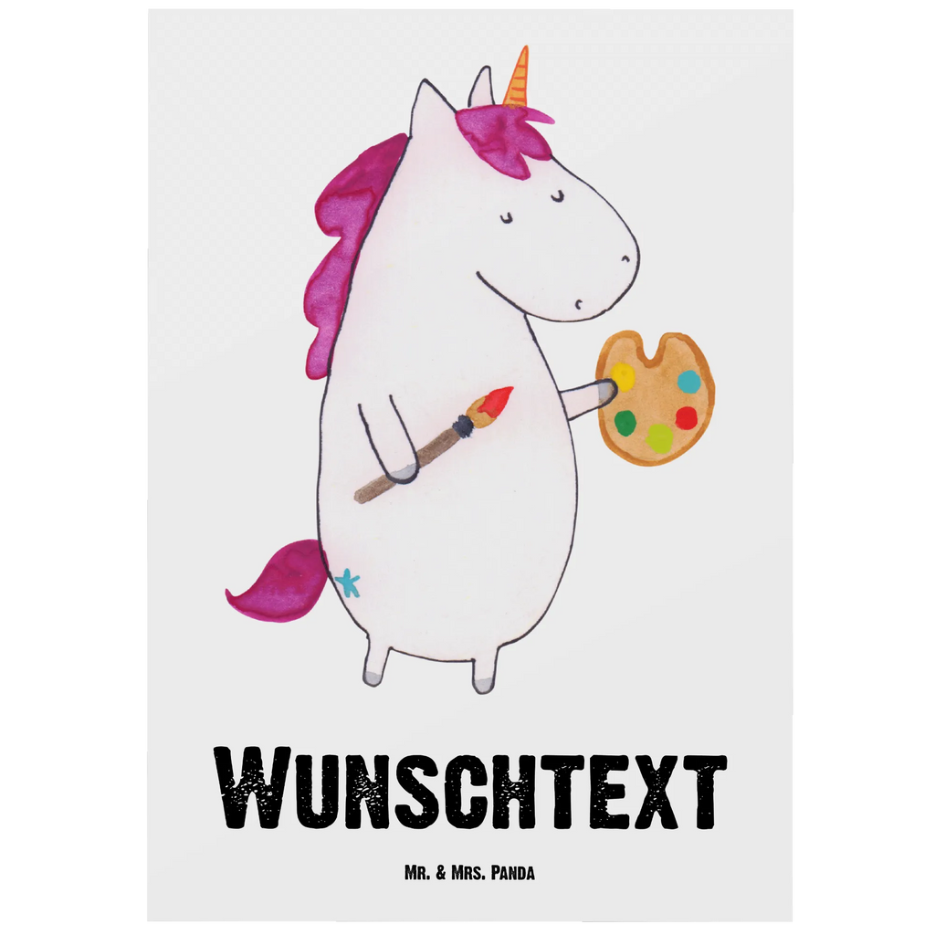 Personalisierte Postkarte Einhorn Künstler Postkarte mit Namen, Postkarte bedrucken, Postkarte mit Wunschtext, Postkarte personalisierbar, Geschenkkarte mit Namen, Grußkarte mit Namen, Karte mit Namen, Einladung mit Namen, Ansichtskarte mit Namen, Geschenkkarte mit Wunschtext, Grußkarte mit Wunschtext, Karte mit Wunschtext, Einladung mit Wunschtext, Ansichtskarte mit Wunschtext, Einhorn, Einhörner, Einhorn Deko, Pegasus, Unicorn, Englisch, Künstler, Artist, Malen, Zeichnen, Welt, Farbe, Stift, Pinsel, Geschenk, Maler