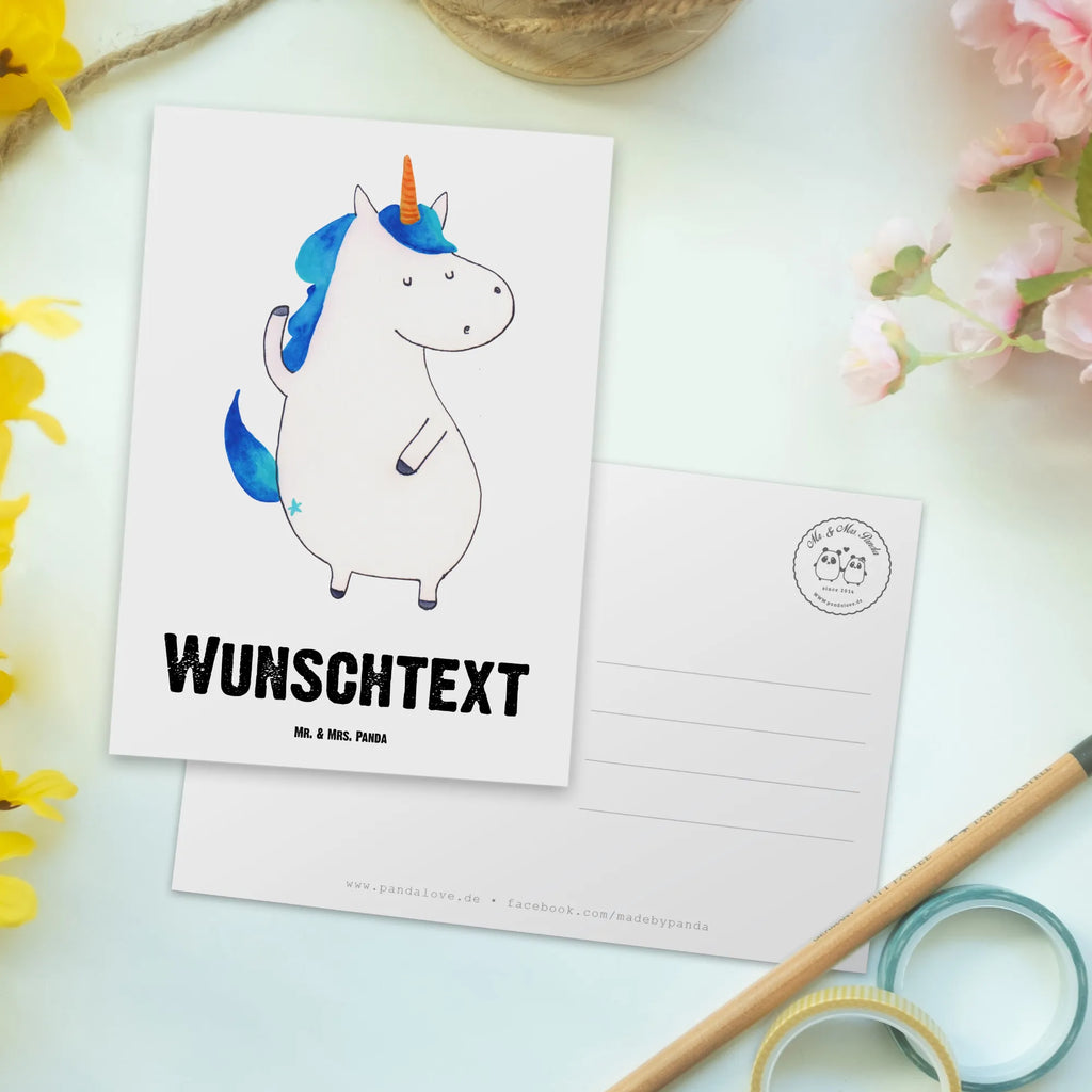 Personalisierte Postkarte Einhorn Mann Postkarte mit Namen, Postkarte bedrucken, Postkarte mit Wunschtext, Postkarte personalisierbar, Geschenkkarte mit Namen, Grußkarte mit Namen, Karte mit Namen, Einladung mit Namen, Ansichtskarte mit Namen, Geschenkkarte mit Wunschtext, Grußkarte mit Wunschtext, Karte mit Wunschtext, Einladung mit Wunschtext, Ansichtskarte mit Wunschtext, Einhorn, Einhörner, Einhorn Deko, Pegasus, Unicorn, cool, Mann, Freundin, Familie, bester Freund, BFF, Party, hübsch, beste