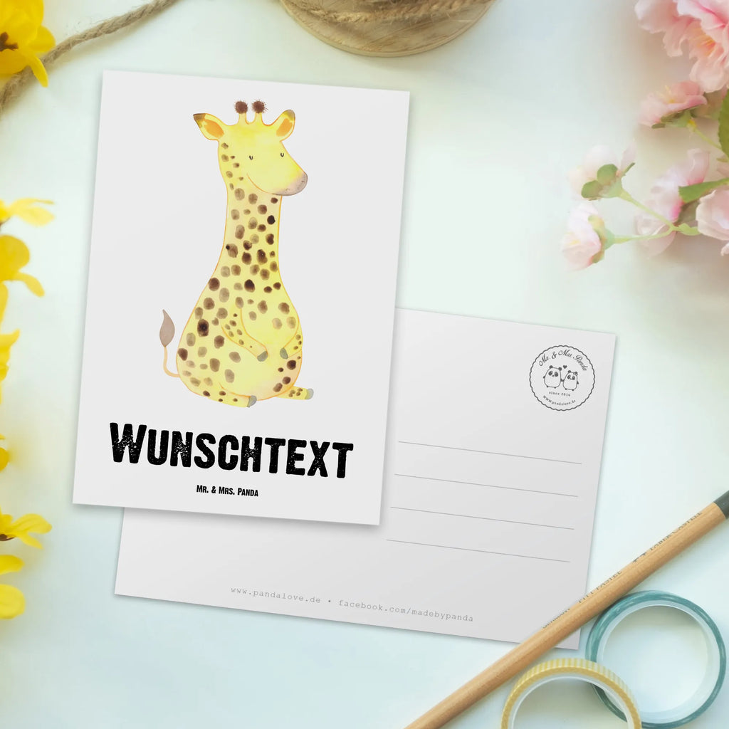 Personalisierte Postkarte Giraffe Zufrieden Postkarte mit Namen, Postkarte bedrucken, Postkarte mit Wunschtext, Postkarte personalisierbar, Geschenkkarte mit Namen, Grußkarte mit Namen, Karte mit Namen, Einladung mit Namen, Ansichtskarte mit Namen, Geschenkkarte mit Wunschtext, Grußkarte mit Wunschtext, Karte mit Wunschtext, Einladung mit Wunschtext, Ansichtskarte mit Wunschtext, Afrika, Wildtiere, Giraffe, Zufrieden, Glück, Abenteuer