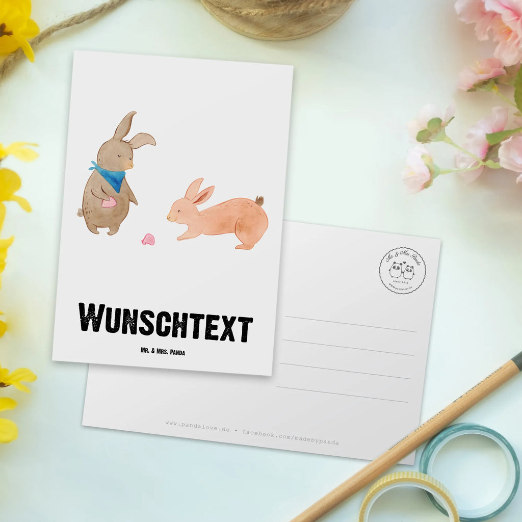 Personalisierte Postkarte Hasen Muschel Postkarte mit Namen, Postkarte bedrucken, Postkarte mit Wunschtext, Postkarte personalisierbar, Geschenkkarte mit Namen, Grußkarte mit Namen, Karte mit Namen, Einladung mit Namen, Ansichtskarte mit Namen, Geschenkkarte mit Wunschtext, Grußkarte mit Wunschtext, Karte mit Wunschtext, Einladung mit Wunschtext, Ansichtskarte mit Wunschtext, Familie, Vatertag, Muttertag, Bruder, Schwester, Mama, Papa, Oma, Opa, Hasen, beste Freundin, Freundin, Freundinnen, best friends, BFF, Muscheln sammeln, Muscheln, Meer