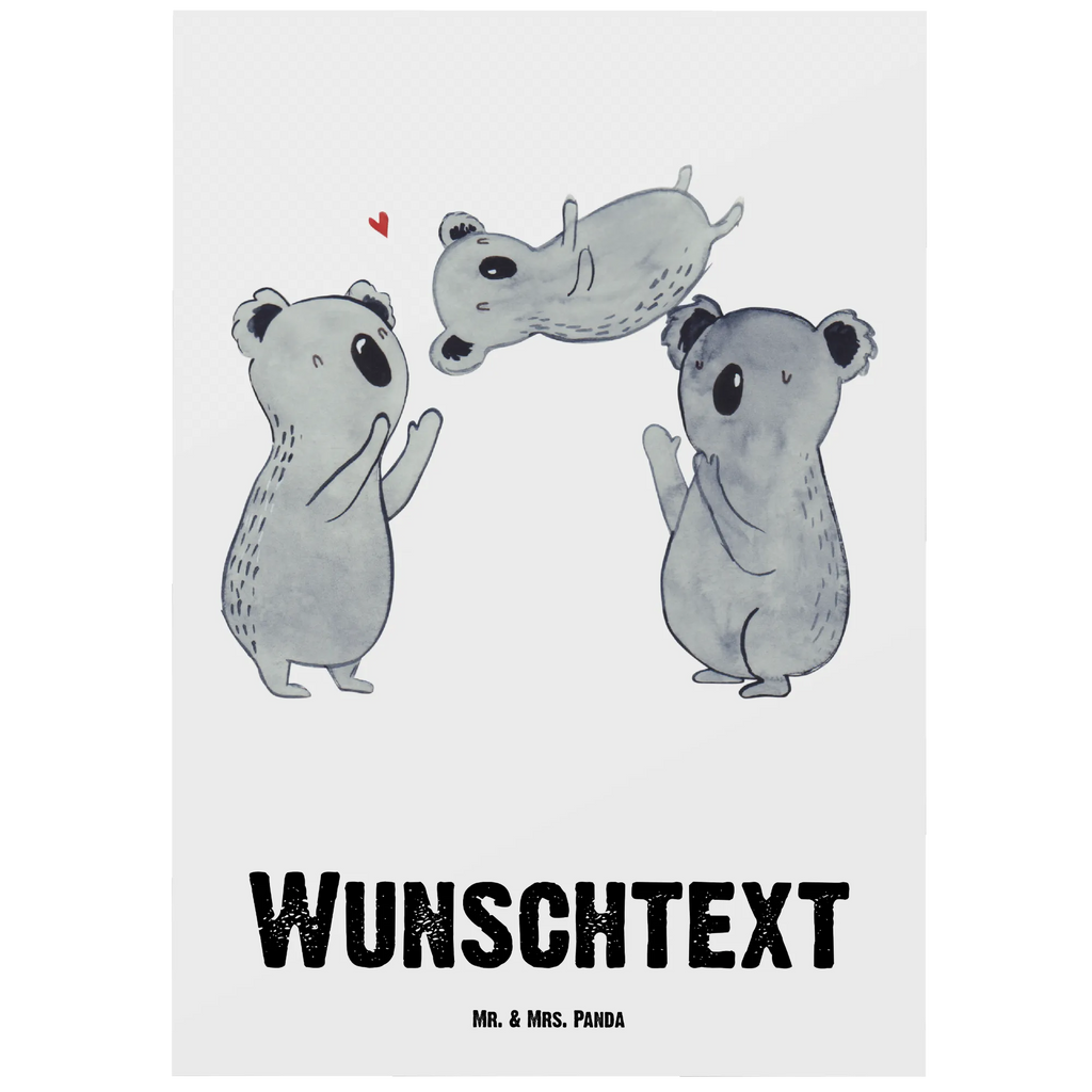 Personalisierte Postkarte Koala Feiern Sich Postkarte mit Namen, Postkarte bedrucken, Postkarte mit Wunschtext, Postkarte personalisierbar, Geschenkkarte mit Namen, Grußkarte mit Namen, Karte mit Namen, Einladung mit Namen, Ansichtskarte mit Namen, Geschenkkarte mit Wunschtext, Grußkarte mit Wunschtext, Karte mit Wunschtext, Einladung mit Wunschtext, Ansichtskarte mit Wunschtext, Geburtstag, Geburtstagsgeschenk, Geschenk, Koala, Familie, Kind, Eltern, Herz, Liebe