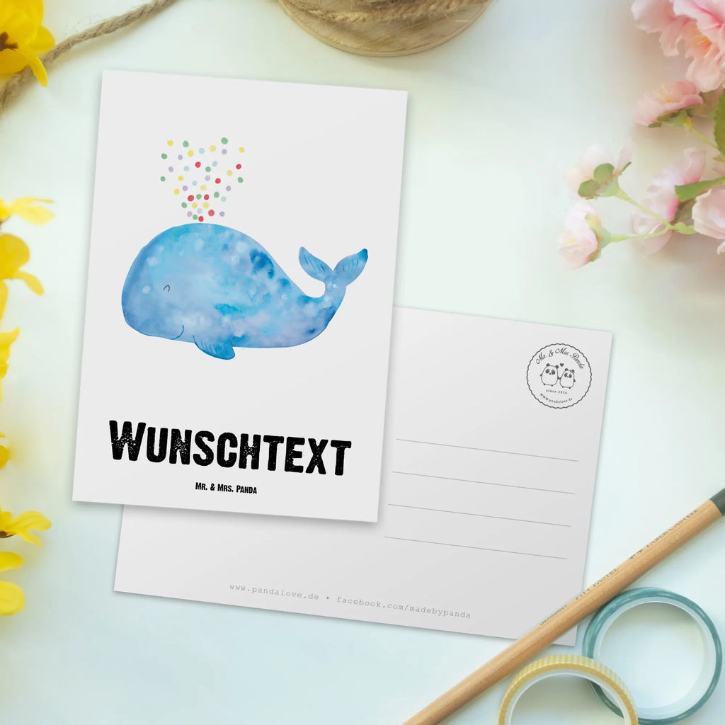 Personalisierte Postkarte Wal Konfetti Postkarte mit Namen, Postkarte bedrucken, Postkarte mit Wunschtext, Postkarte personalisierbar, Geschenkkarte mit Namen, Grußkarte mit Namen, Karte mit Namen, Einladung mit Namen, Ansichtskarte mit Namen, Geschenkkarte mit Wunschtext, Grußkarte mit Wunschtext, Karte mit Wunschtext, Einladung mit Wunschtext, Ansichtskarte mit Wunschtext, Meerestiere, Meer, Urlaub, Wal, Konfetti, Wale, Motivation, Neuanfang, Trennung, Diät, Abnehmen, Neustart, Lebensabschnitt, Geburtstag