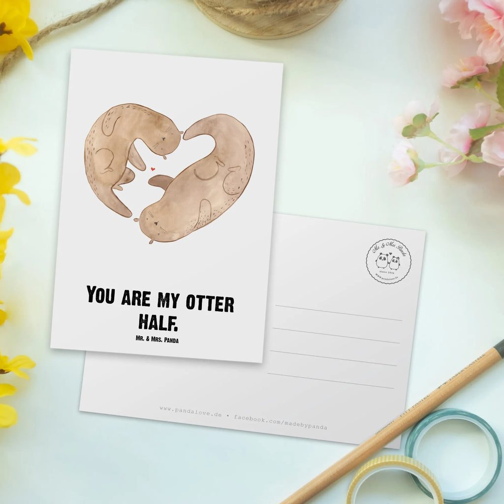 Personalisierte Postkarte Otter Herz Postkarte mit Namen, Postkarte bedrucken, Postkarte mit Wunschtext, Postkarte personalisierbar, Geschenkkarte mit Namen, Grußkarte mit Namen, Karte mit Namen, Einladung mit Namen, Ansichtskarte mit Namen, Geschenkkarte mit Wunschtext, Grußkarte mit Wunschtext, Karte mit Wunschtext, Einladung mit Wunschtext, Ansichtskarte mit Wunschtext, Otter, Fischotter, Seeotter, Liebe, Herz, Liebesbeweis, Liebesgeschenk, Bessere Hälfte, Love you, Jahrestag, Hochzeitstag, Verlobung, gemeinsames Leben