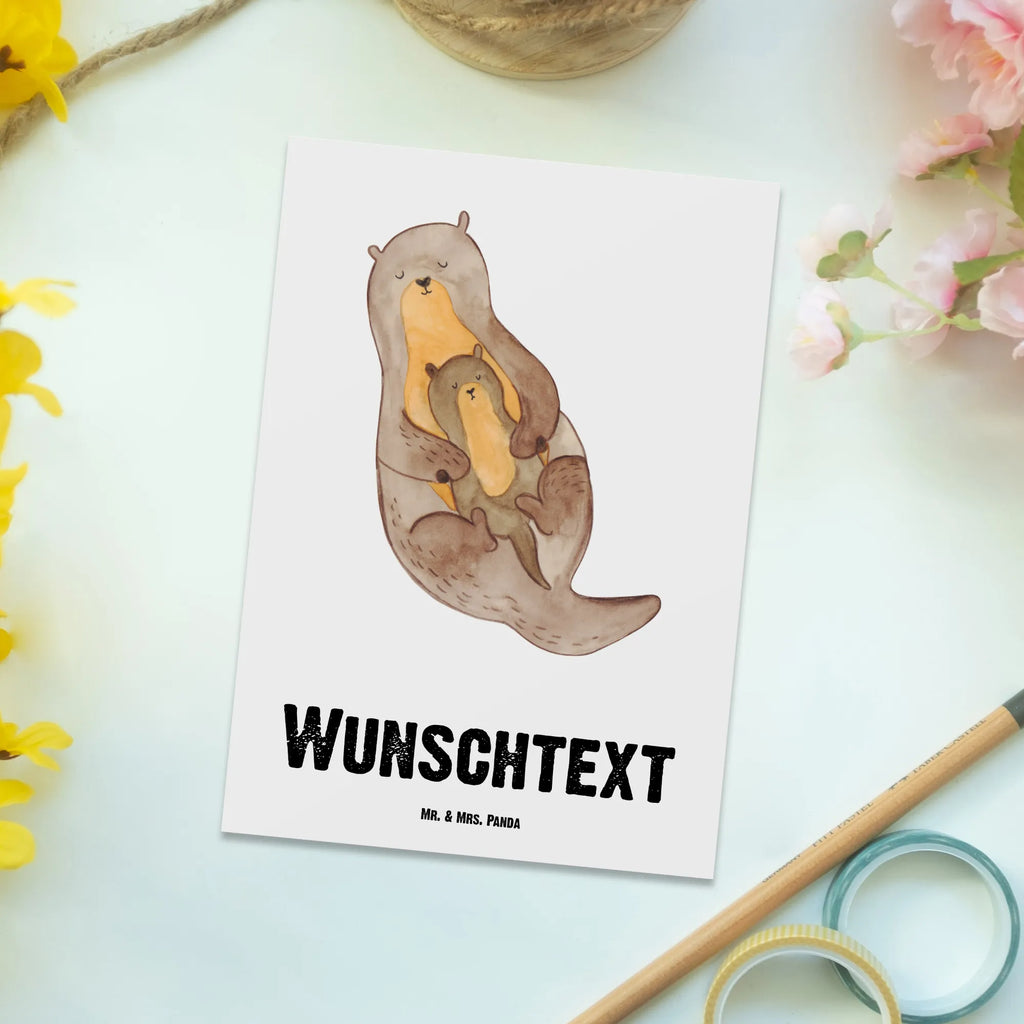 Personalisierte Postkarte Otter mit Kind Postkarte mit Namen, Postkarte bedrucken, Postkarte mit Wunschtext, Postkarte personalisierbar, Geschenkkarte mit Namen, Grußkarte mit Namen, Karte mit Namen, Einladung mit Namen, Ansichtskarte mit Namen, Geschenkkarte mit Wunschtext, Grußkarte mit Wunschtext, Karte mit Wunschtext, Einladung mit Wunschtext, Ansichtskarte mit Wunschtext, Otter, Fischotter, Seeotter, Otter Seeotter See Otter