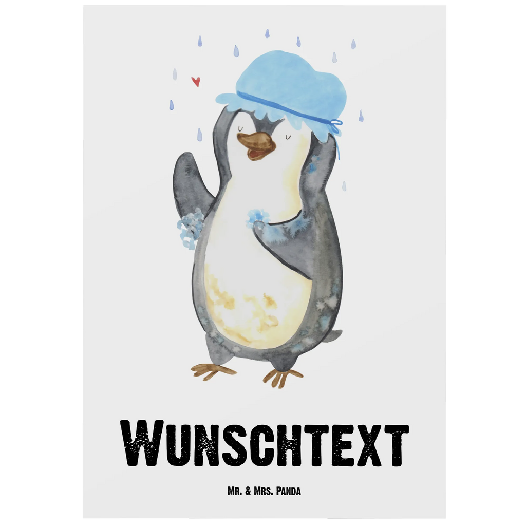 Personalisierte Postkarte Pinguin duscht Postkarte mit Namen, Postkarte bedrucken, Postkarte mit Wunschtext, Postkarte personalisierbar, Geschenkkarte mit Namen, Grußkarte mit Namen, Karte mit Namen, Einladung mit Namen, Ansichtskarte mit Namen, Geschenkkarte mit Wunschtext, Grußkarte mit Wunschtext, Karte mit Wunschtext, Einladung mit Wunschtext, Ansichtskarte mit Wunschtext, Pinguin, Pinguine, Dusche, duschen, Lebensmotto, Motivation, Neustart, Neuanfang, glücklich sein