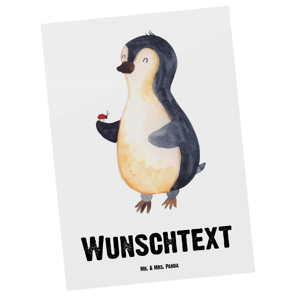 Personalisierte Postkarte Pinguin Marienkäfer Postkarte mit Namen, Postkarte bedrucken, Postkarte mit Wunschtext, Postkarte personalisierbar, Geschenkkarte mit Namen, Grußkarte mit Namen, Karte mit Namen, Einladung mit Namen, Ansichtskarte mit Namen, Geschenkkarte mit Wunschtext, Grußkarte mit Wunschtext, Karte mit Wunschtext, Einladung mit Wunschtext, Ansichtskarte mit Wunschtext, Pinguin, Pinguine, Marienkäfer, Liebe, Wunder, Glück, Freude, Lebensfreude