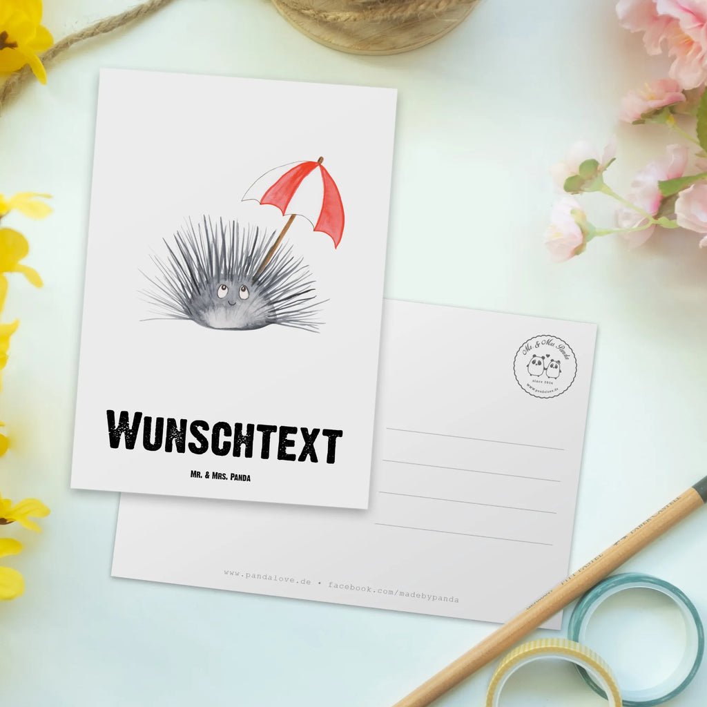 Personalisierte Postkarte Seeigel Postkarte mit Namen, Postkarte bedrucken, Postkarte mit Wunschtext, Postkarte personalisierbar, Geschenkkarte mit Namen, Grußkarte mit Namen, Karte mit Namen, Einladung mit Namen, Ansichtskarte mit Namen, Geschenkkarte mit Wunschtext, Grußkarte mit Wunschtext, Karte mit Wunschtext, Einladung mit Wunschtext, Ansichtskarte mit Wunschtext, Meerestiere, Meer, Urlaub, Seeigel, Achtsamkeit, Selbstakzeptanz, Selbstliebe, Hier und Jetzt, Leben, Lebe