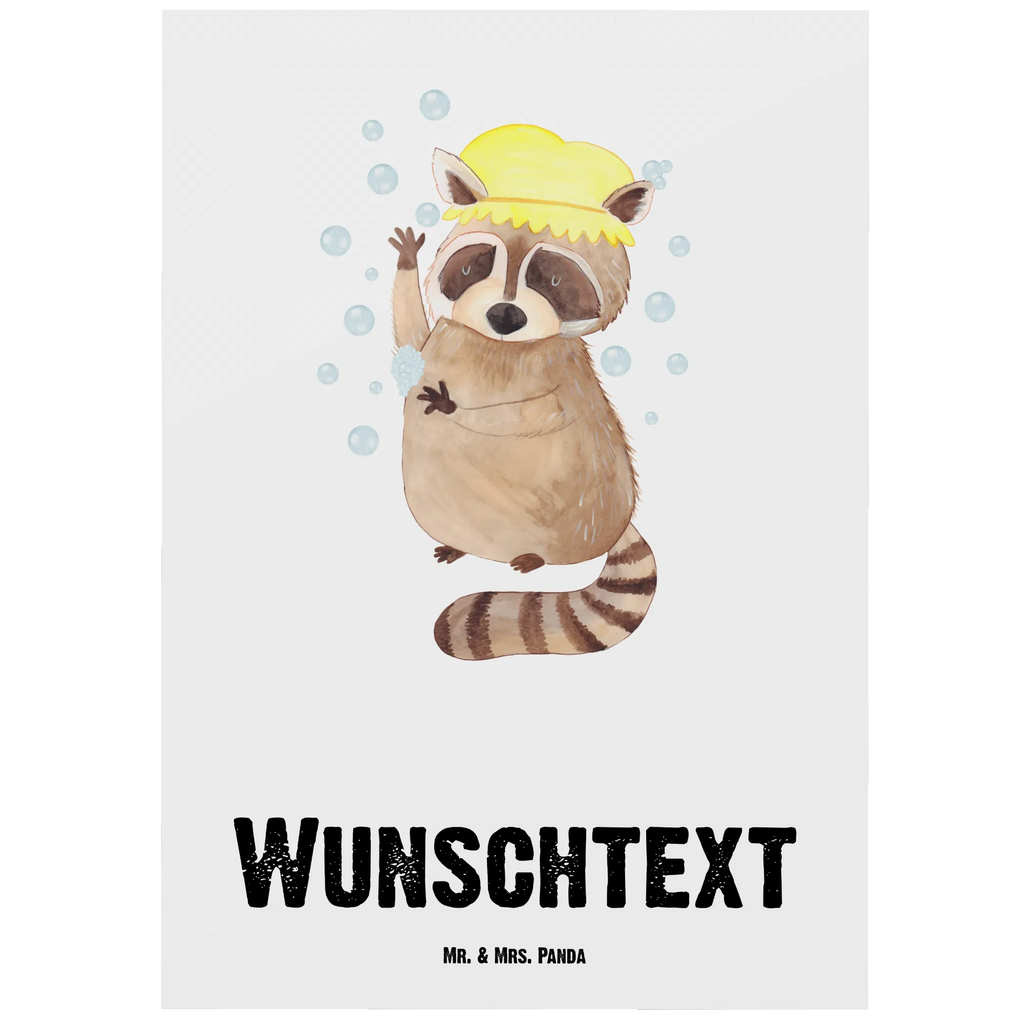 Personalisierte Postkarte Waschbär Postkarte mit Namen, Postkarte bedrucken, Postkarte mit Wunschtext, Postkarte personalisierbar, Geschenkkarte mit Namen, Grußkarte mit Namen, Karte mit Namen, Einladung mit Namen, Ansichtskarte mit Namen, Geschenkkarte mit Wunschtext, Grußkarte mit Wunschtext, Karte mit Wunschtext, Einladung mit Wunschtext, Ansichtskarte mit Wunschtext, Tiermotive, Gute Laune, lustige Sprüche, Tiere, Waschbär, Tagträumen, Plan, Fröhlich, waschen, Seifenblasen