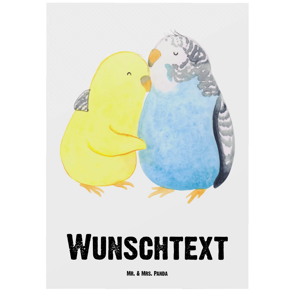 Personalisierte Postkarte Wellensittich Liebe Postkarte mit Namen, Postkarte bedrucken, Postkarte mit Wunschtext, Postkarte personalisierbar, Geschenkkarte mit Namen, Grußkarte mit Namen, Karte mit Namen, Einladung mit Namen, Ansichtskarte mit Namen, Geschenkkarte mit Wunschtext, Grußkarte mit Wunschtext, Karte mit Wunschtext, Einladung mit Wunschtext, Ansichtskarte mit Wunschtext, Liebe, Partner, Freund, Freundin, Ehemann, Ehefrau, Heiraten, Verlobung, Heiratsantrag, Liebesgeschenk, Jahrestag, Hocheitstag, Vögel, Wellensittich, Nähe, Kuscheln, Vertrauen