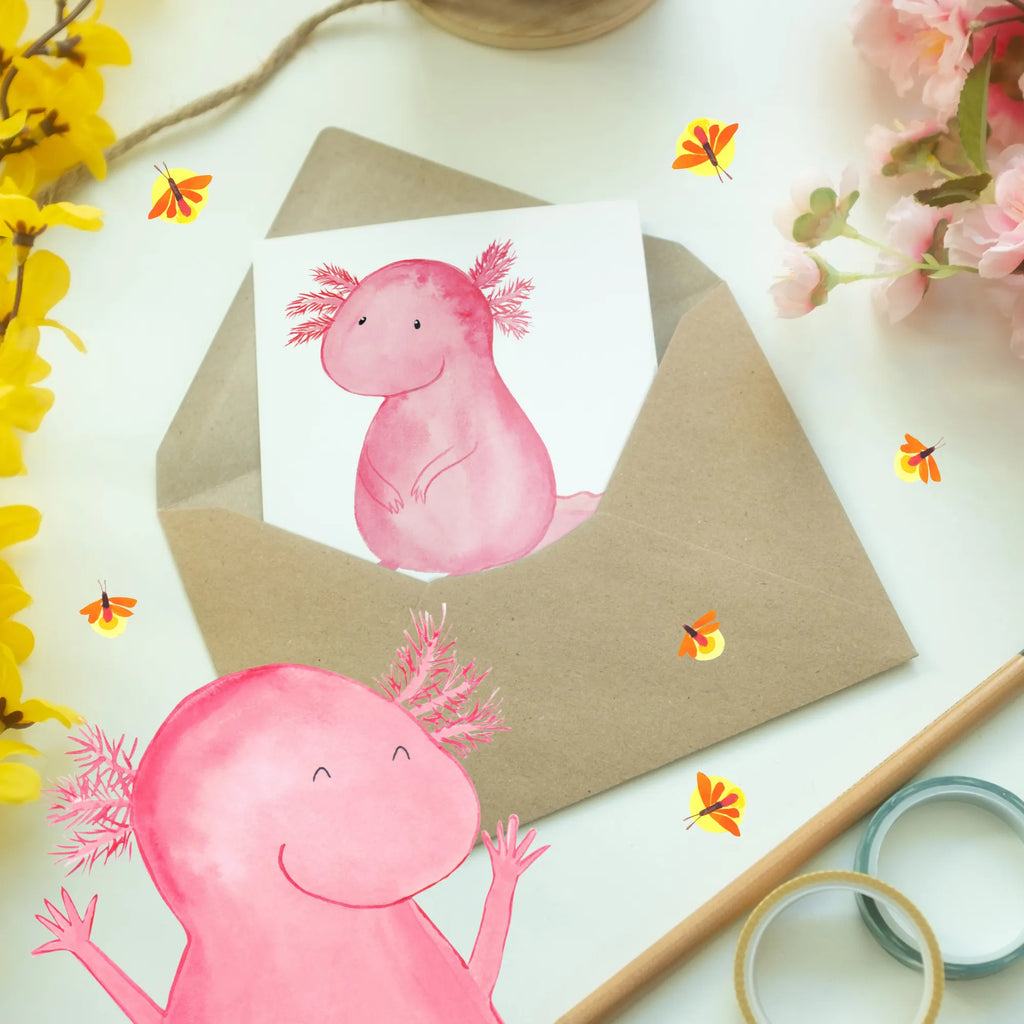 Personalisierte Grußkarte Axolotl Personalisierte Grußkarte, Personalisiertere Klappkarte, Personalisierte Einladungskarte, Personalisierte Glückwunschkarte, Personalisierte Hochzeitskarte, Personalisierte Geburtstagskarte, Grußkarte mit Namen, Grußkarte selber drucken, Grußkarte selbst gestalten, Grußkarte mit persönlichen Nachrichten, Grußkarte als Geldgeschenk, Grußkarten personalisiert, Personalisierte Karte, Axolotl, Molch, Axolot, vergnügt, fröhlich, zufrieden, Lebensstil, Weisheit, Lebensweisheit, Liebe, Freundin