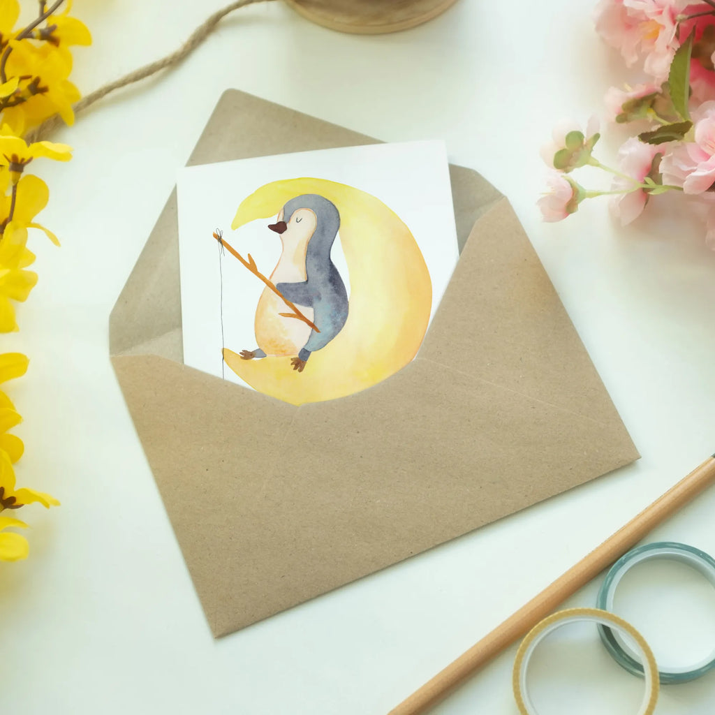 Personalisierte Grußkarte Pinguin Mond Personalisierte Grußkarte, Personalisiertere Klappkarte, Personalisierte Einladungskarte, Personalisierte Glückwunschkarte, Personalisierte Hochzeitskarte, Personalisierte Geburtstagskarte, Grußkarte mit Namen, Grußkarte selber drucken, Grußkarte selbst gestalten, Grußkarte mit persönlichen Nachrichten, Grußkarte als Geldgeschenk, Grußkarten personalisiert, Personalisierte Karte, Pinguin, Pinguine, Spruch, schlafen, Nachtruhe, Einschlafen, Schlafzimmer, Schlafstörungen, Gästezimmer