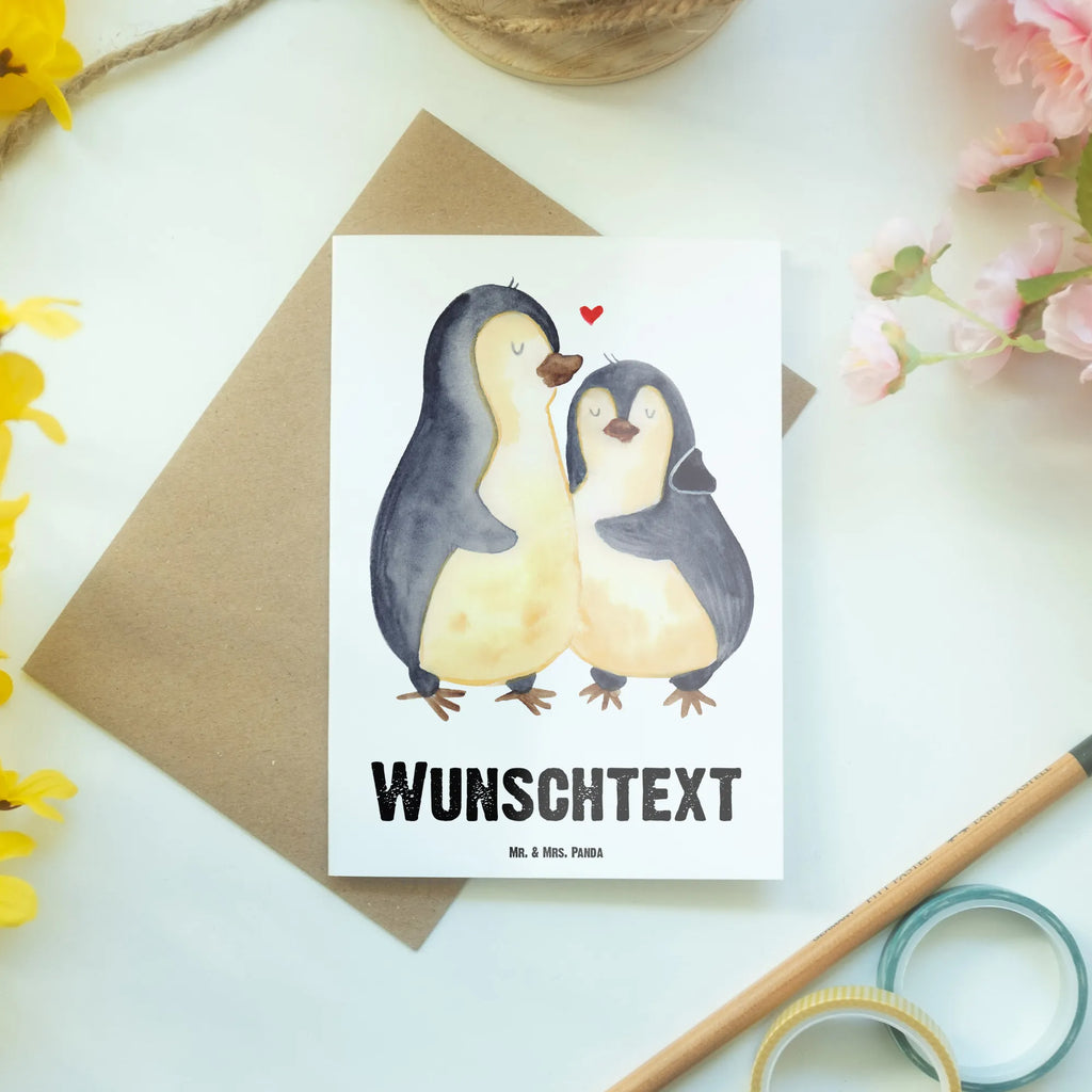 Personalisierte Grußkarte Pinguin umarmend Personalisierte Grußkarte, Personalisiertere Klappkarte, Personalisierte Einladungskarte, Personalisierte Glückwunschkarte, Personalisierte Hochzeitskarte, Personalisierte Geburtstagskarte, Grußkarte mit Namen, Grußkarte selber drucken, Grußkarte selbst gestalten, Grußkarte mit persönlichen Nachrichten, Grußkarte als Geldgeschenk, Grußkarten personalisiert, Personalisierte Karte, Pinguin, Liebe, Liebespaar, Liebesbeweis, Liebesgeschenk, Verlobung, Jahrestag, Hochzeitstag, Hochzeit, Hochzeitsgeschenk