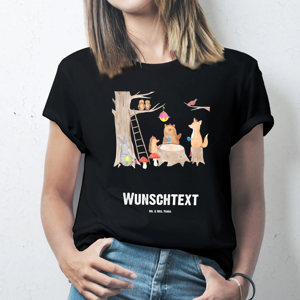 Personalisiertes T-Shirt Waldtiere Picknick T-Shirt Personalisiert, T-Shirt mit Namen, T-Shirt mit Aufruck, Männer, Frauen, Wunschtext, Bedrucken, Tiermotive, Gute Laune, lustige Sprüche, Tiere, Waldtiere, Picknick, Wald, Fuchs, Hase, Igel, Maus, Eichhörnchen