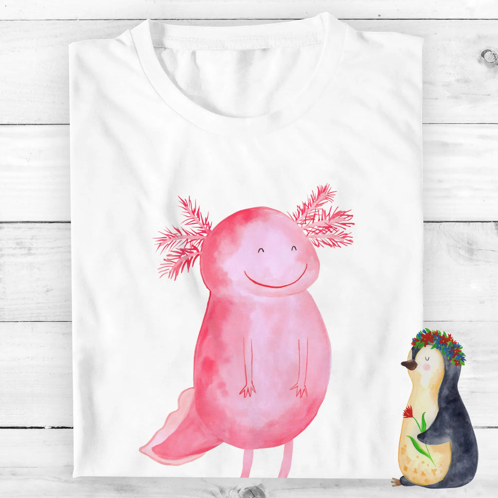 Personalisiertes T-Shirt Axolotl glücklich T-Shirt Personalisiert, T-Shirt mit Namen, T-Shirt mit Aufruck, Männer, Frauen, Wunschtext, Bedrucken, Axolotl, Molch, Axolot, Schwanzlurch, Lurch, Lurche, Motivation, gute Laune