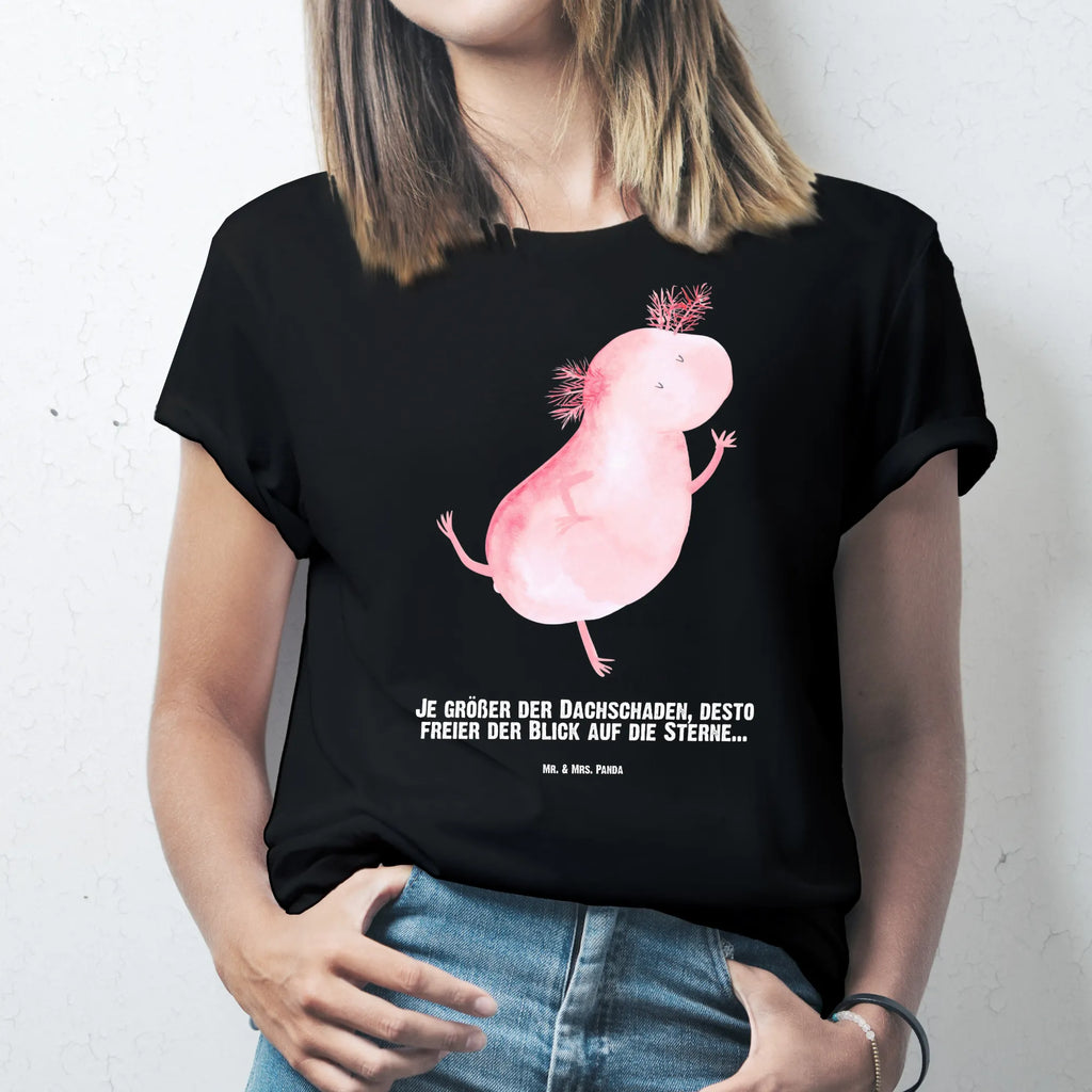 Personalisiertes T-Shirt Axolotl Tanzen T-Shirt Personalisiert, T-Shirt mit Namen, T-Shirt mit Aufruck, Männer, Frauen, Wunschtext, Bedrucken, Axolotl, Molch, Axolot, Schwanzlurch, Lurch, Lurche, Dachschaden, Sterne, verrückt, Freundin, beste Freundin