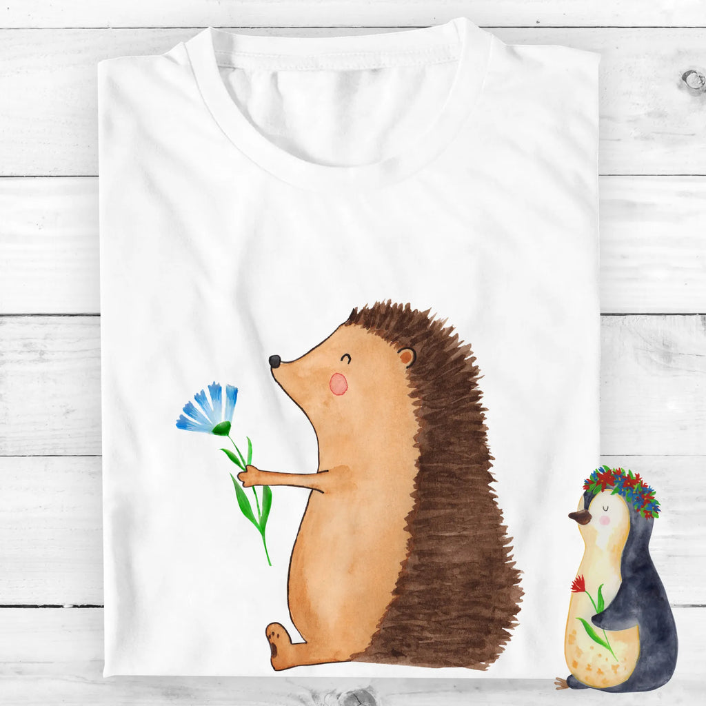 Personalisiertes T-Shirt Igel mit Blume T-Shirt Personalisiert, T-Shirt mit Namen, T-Shirt mit Aufruck, Männer, Frauen, Wunschtext, Bedrucken, Tiermotive, Gute Laune, lustige Sprüche, Tiere, Igel, Gute Besserung, Genesungswünsche, Krankheit, Krankenhaus, krank, Besuch