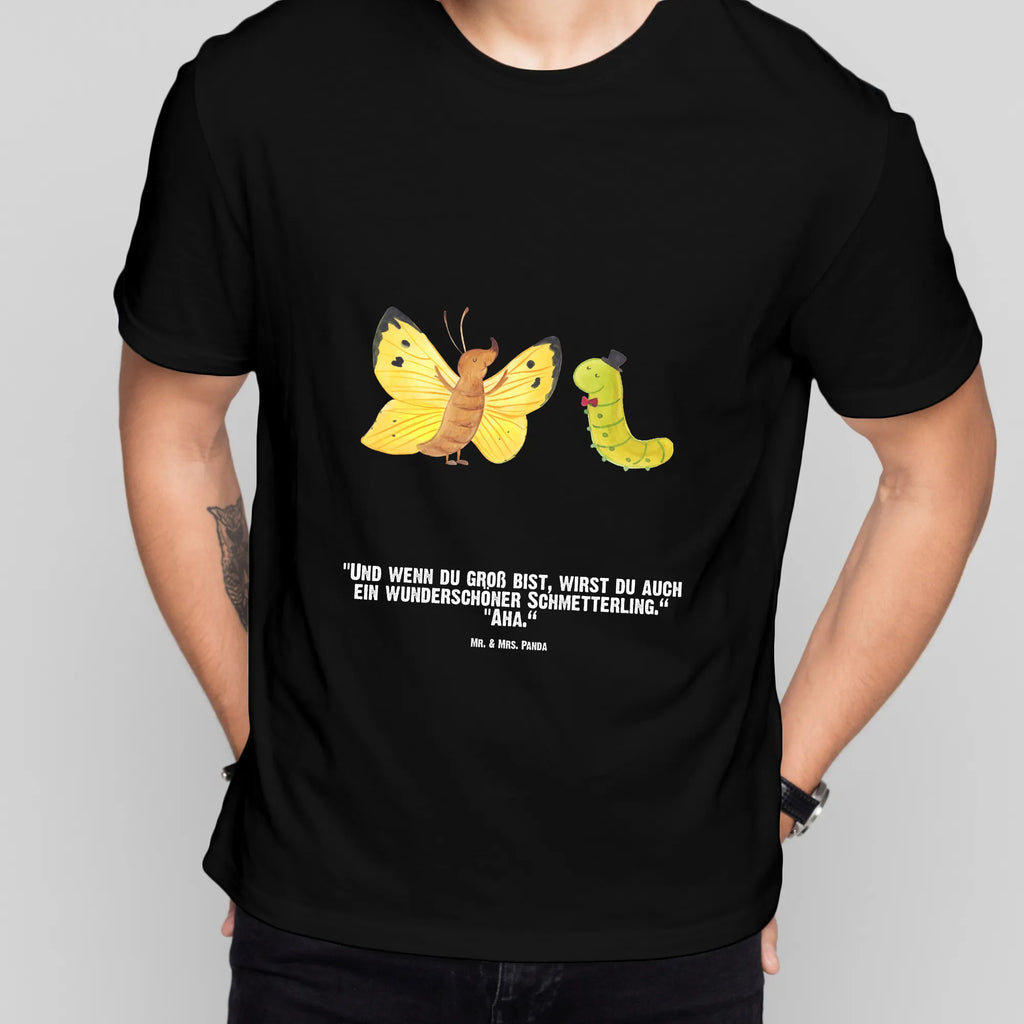 Personalisiertes T-Shirt Raupe & Schmetterling T-Shirt Personalisiert, T-Shirt mit Namen, T-Shirt mit Aufruck, Männer, Frauen, Wunschtext, Bedrucken, Tiermotive, Gute Laune, lustige Sprüche, Tiere, Raupe, Schmetterling, Zitronenfalter, Entwicklung, Erwachsen werden, Kokon, Hut, Hütchen, Schönheit, Aufwachsen