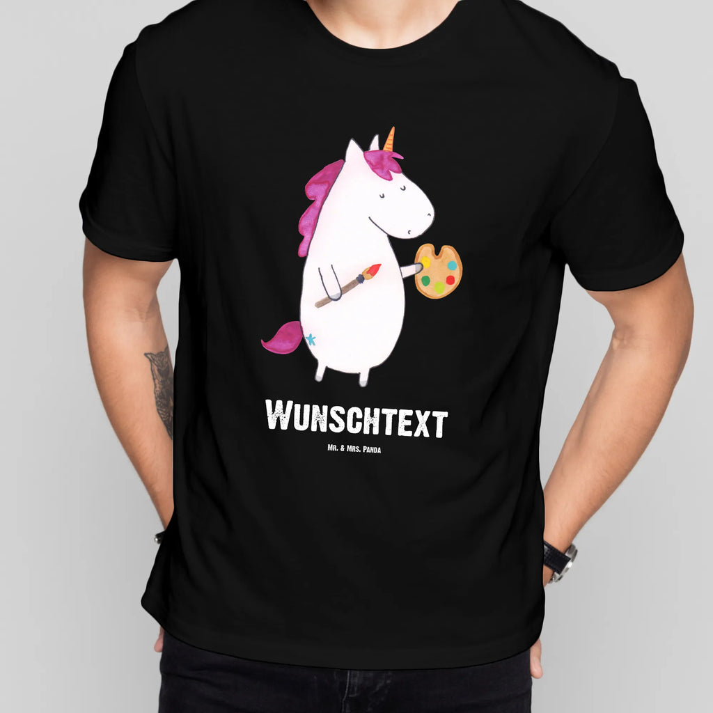 Personalisiertes T-Shirt Einhorn Künstler T-Shirt Personalisiert, T-Shirt mit Namen, T-Shirt mit Aufruck, Männer, Frauen, Wunschtext, Bedrucken, Einhorn, Einhörner, Einhorn Deko, Unicorn, Englisch, Künstler, Artist, Malen, Zeichnen, Welt, Farbe, Stift, Pinsel, Geschenk, Maler