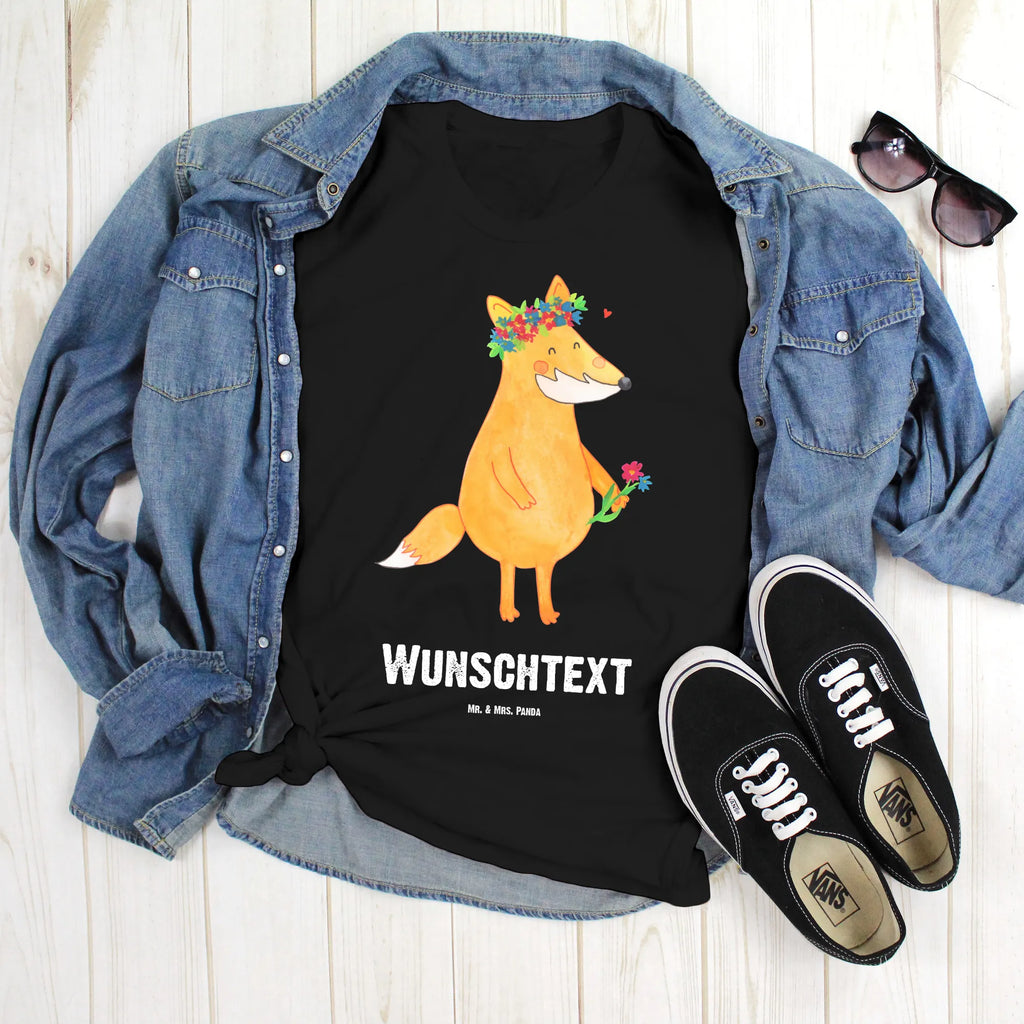 Personalisiertes T-Shirt Fuchs Blumen T-Shirt Personalisiert, T-Shirt mit Namen, T-Shirt mit Aufruck, Männer, Frauen, Wunschtext, Bedrucken, Fuchs, Füchse, Fox, Liebe, Freundin, Fuchsmädchen, Blumenmädchen, Freundinnen, Liebesbeweis, Blume, Blumen, Motivation, Freude, ich, mich, Selbstliebe