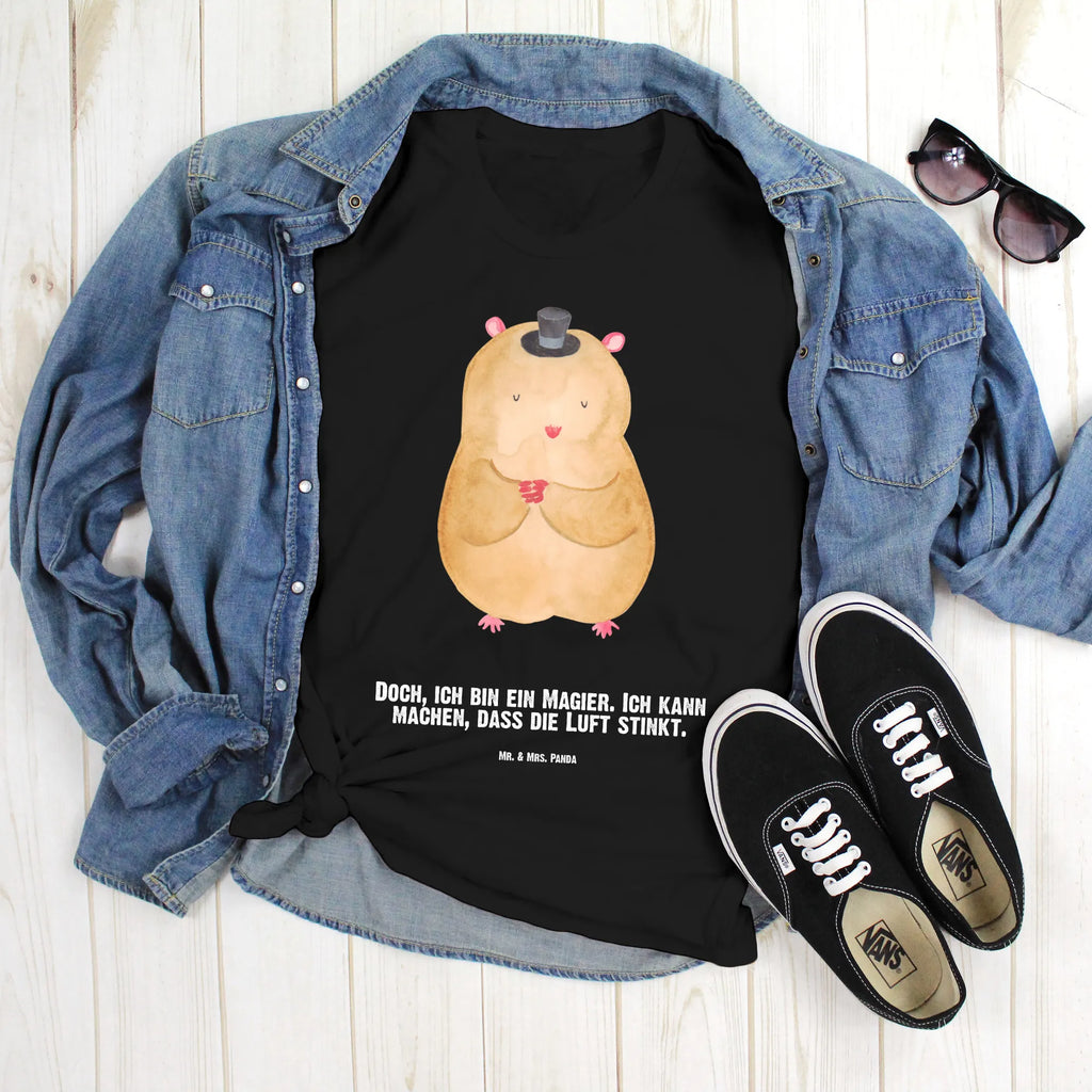 Personalisiertes T-Shirt Hamster mit Hut T-Shirt Personalisiert, T-Shirt mit Namen, T-Shirt mit Aufruck, Männer, Frauen, Wunschtext, Bedrucken, Tiermotive, Gute Laune, lustige Sprüche, Tiere, Hamster, Hut, Magier, Zylinder, Zwerghamster, Zauberer