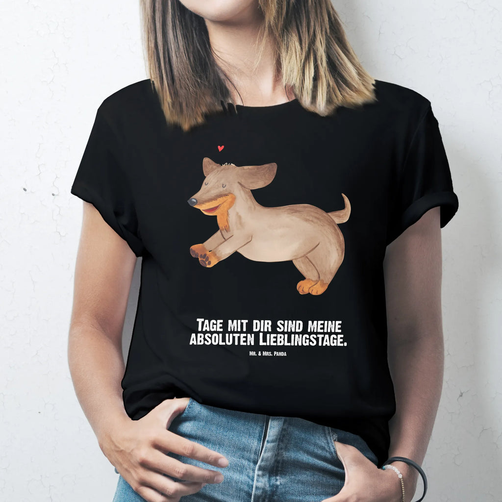 Personalisiertes T-Shirt Hund Dackel fröhlich T-Shirt Personalisiert, T-Shirt mit Namen, T-Shirt mit Aufruck, Männer, Frauen, Wunschtext, Bedrucken, Hund, Hundemotiv, Haustier, Hunderasse, Tierliebhaber, Hundebesitzer, Sprüche, Hunde, Dackel, Dachshund, happy dog