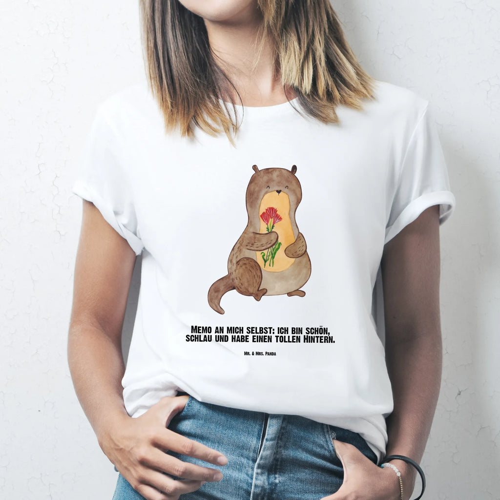 Personalisiertes T-Shirt Otter Blumenstrauß T-Shirt Personalisiert, T-Shirt mit Namen, T-Shirt mit Aufruck, Männer, Frauen, Wunschtext, Bedrucken, Otter, Fischotter, Seeotter, Otter Seeotter See Otter