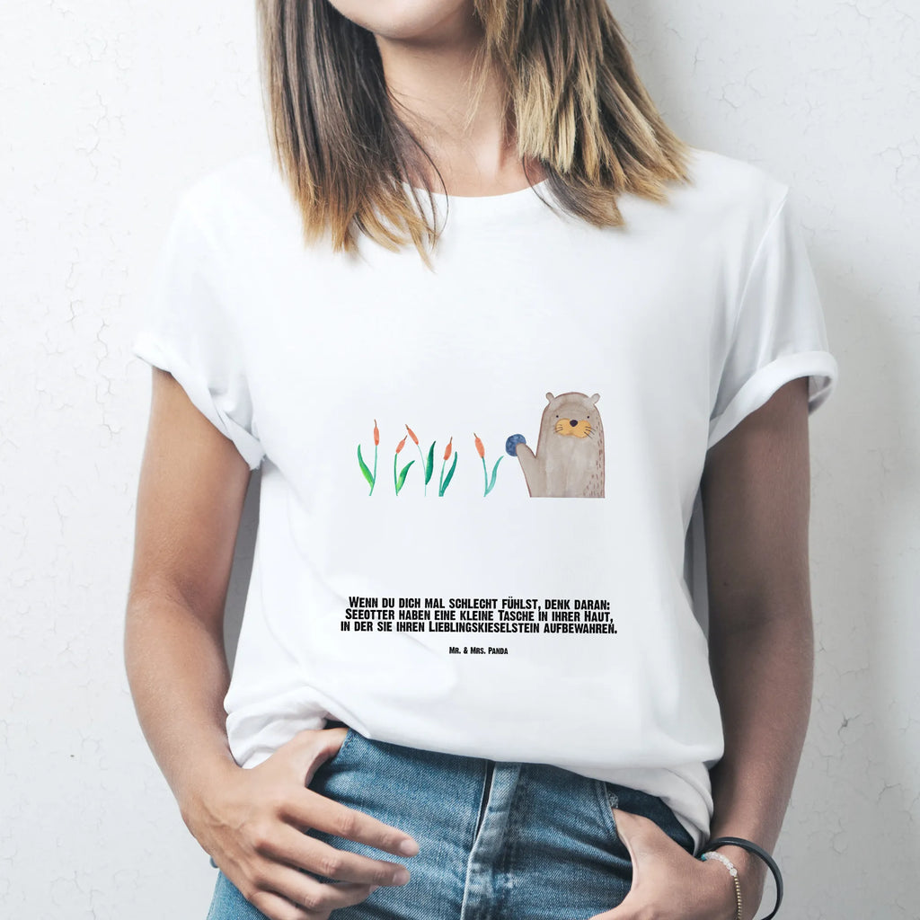 Personalisiertes T-Shirt Otter mit Stein T-Shirt Personalisiert, T-Shirt mit Namen, T-Shirt mit Aufruck, Männer, Frauen, Wunschtext, Bedrucken, Otter, Fischotter, Seeotter, Otter Seeotter See Otter