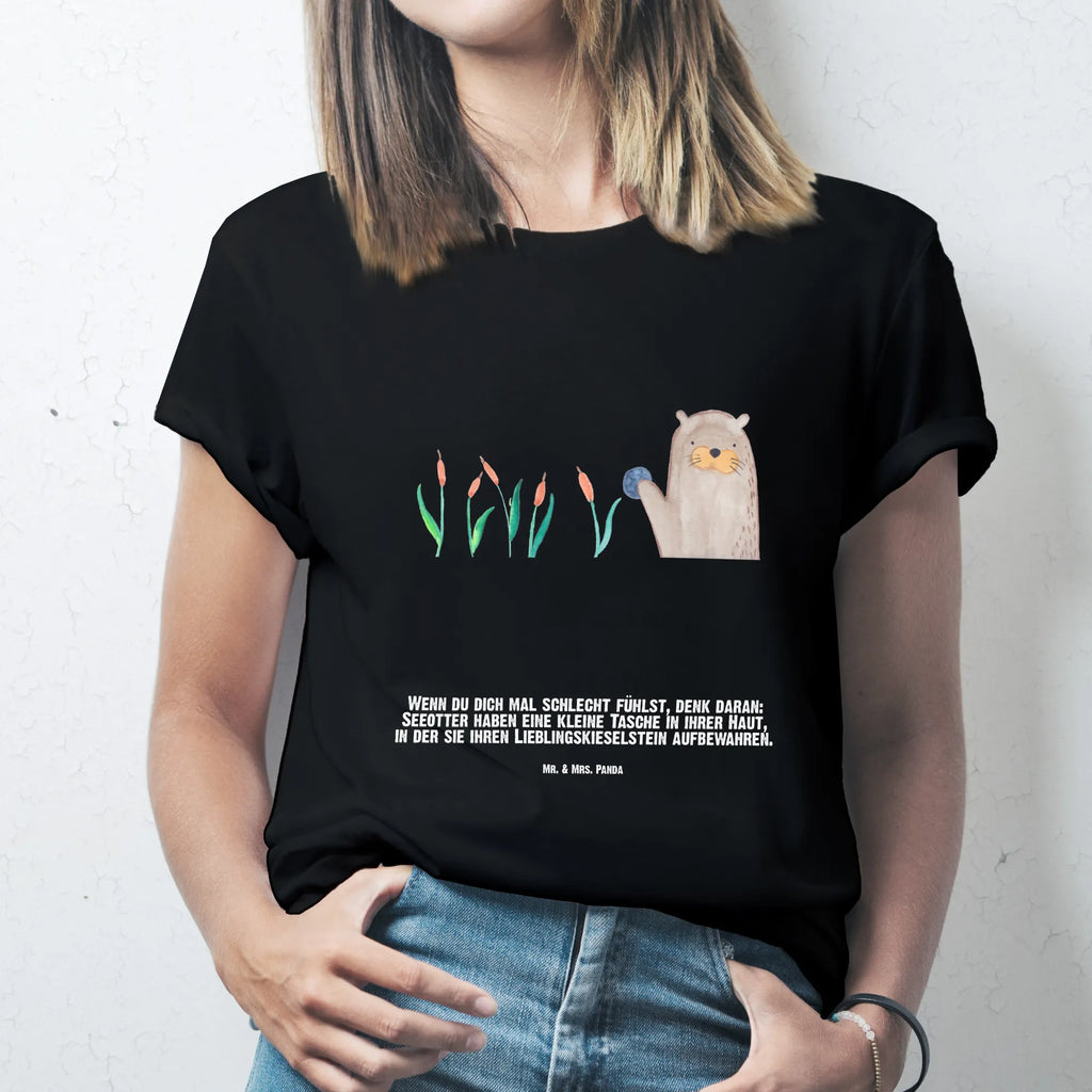 Personalisiertes T-Shirt Otter mit Stein T-Shirt Personalisiert, T-Shirt mit Namen, T-Shirt mit Aufruck, Männer, Frauen, Wunschtext, Bedrucken, Otter, Fischotter, Seeotter, Otter Seeotter See Otter