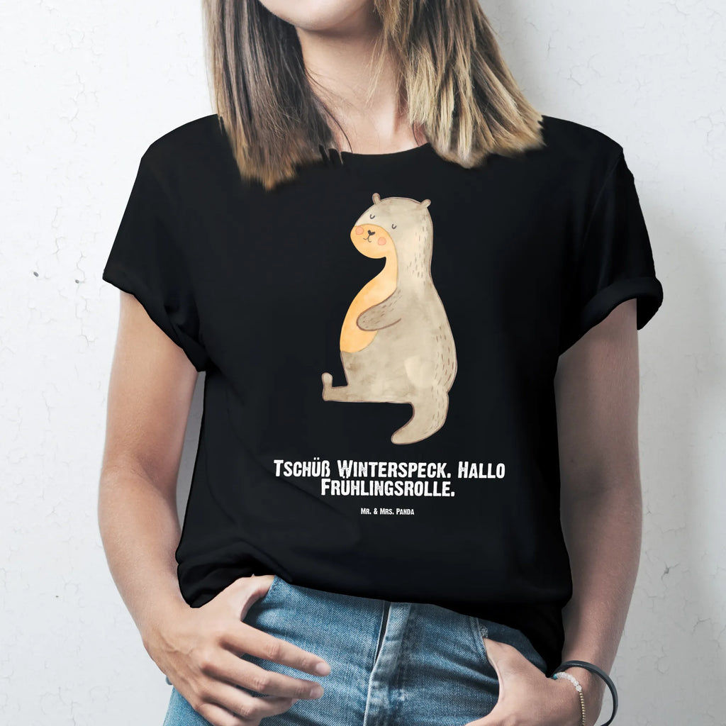 Personalisiertes T-Shirt Otter Bauch T-Shirt Personalisiert, T-Shirt mit Namen, T-Shirt mit Aufruck, Männer, Frauen, Wunschtext, Bedrucken, Otter, Fischotter, Seeotter, Otter Seeotter See Otter