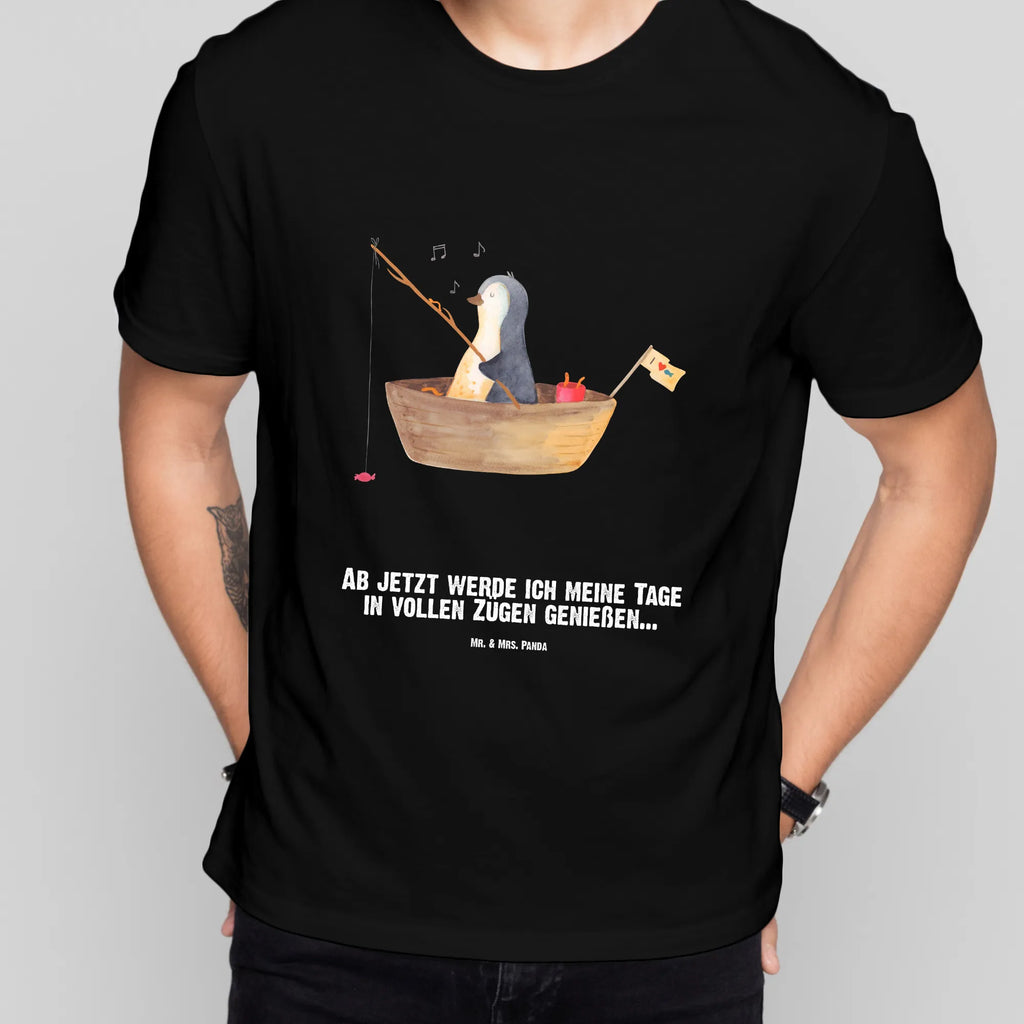 Personalisiertes T-Shirt Pinguin Angelboot T-Shirt Personalisiert, T-Shirt mit Namen, T-Shirt mit Aufruck, Männer, Frauen, Wunschtext, Bedrucken, Pinguin, Pinguine, Angeln, Boot, Angelboot, Lebenslust, Leben, genießen, Motivation, Neustart, Neuanfang, Trennung, Scheidung, Geschenkidee Liebeskummer