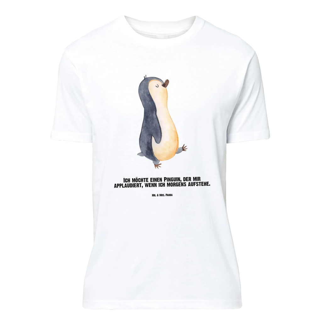 Personalisiertes T-Shirt Pinguin marschierend T-Shirt Personalisiert, T-Shirt mit Namen, T-Shirt mit Aufruck, Männer, Frauen, Wunschtext, Bedrucken, Pinguin, Pinguine, Frühaufsteher, Langschläfer, Bruder, Schwester, Familie