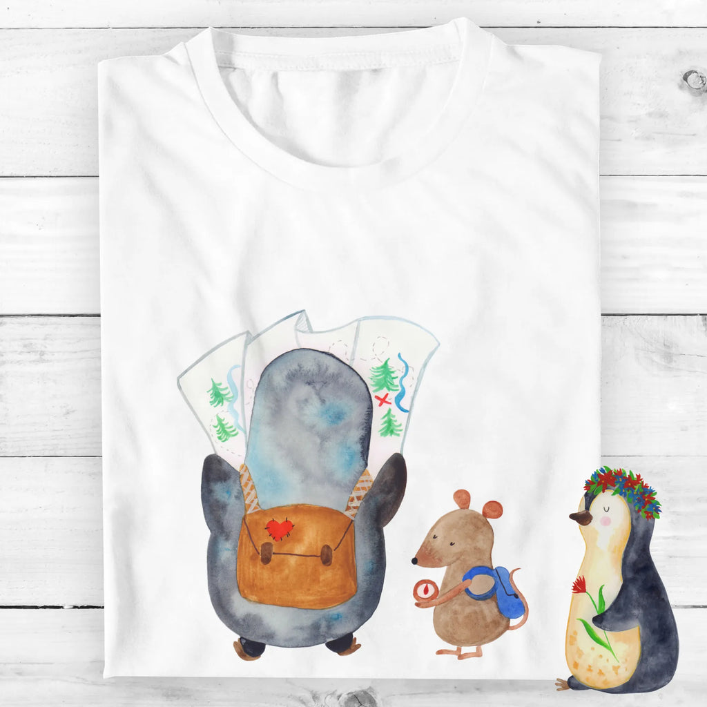 Personalisiertes T-Shirt Pinguin & Maus Wanderer T-Shirt Personalisiert, T-Shirt mit Namen, T-Shirt mit Aufruck, Männer, Frauen, Wunschtext, Bedrucken, Pinguin, Pinguine, Abenteurer, Abenteuer, Roadtrip, Ausflug, Wanderlust, wandern