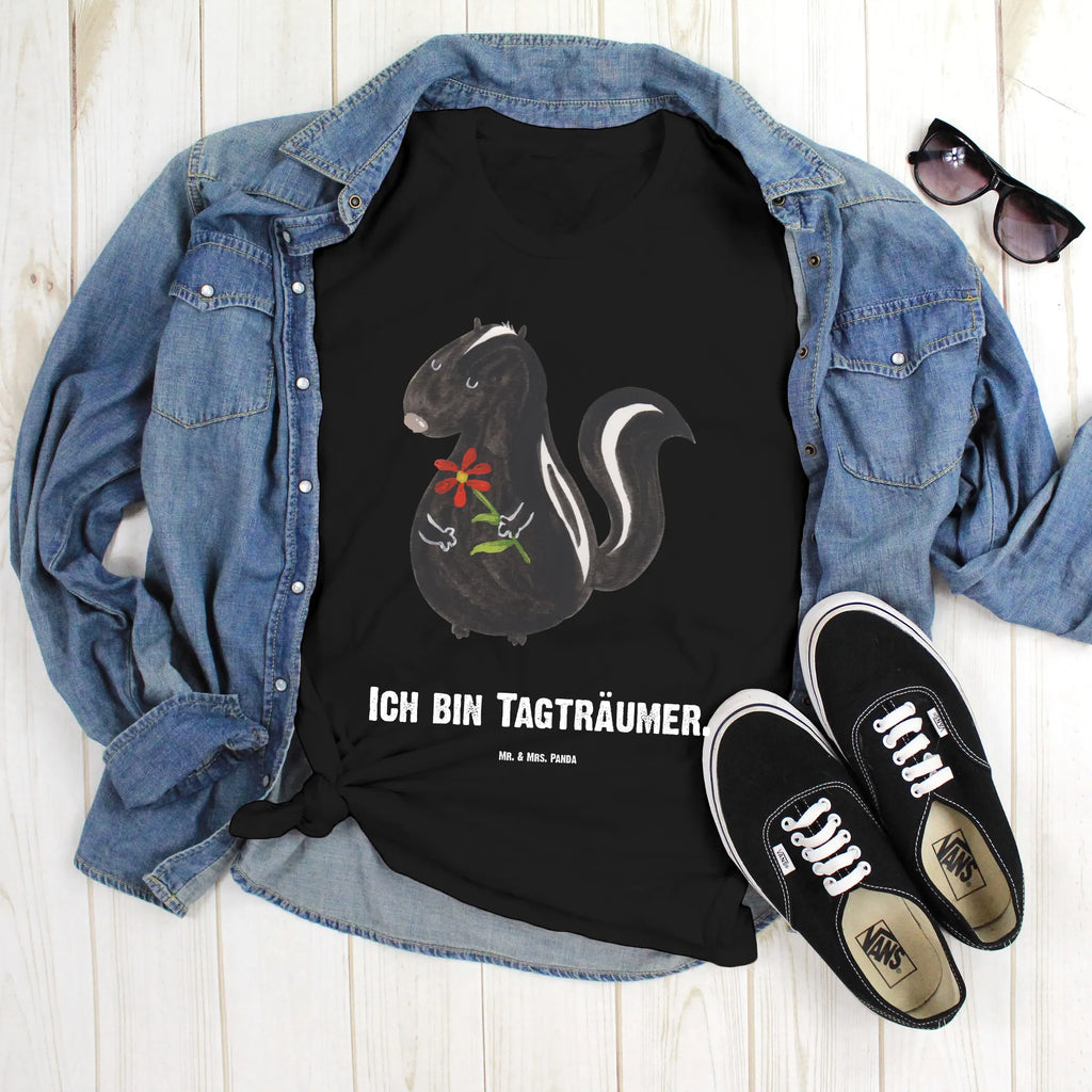 Personalisiertes T-Shirt Stinktier Blume T-Shirt Personalisiert, T-Shirt mit Namen, T-Shirt mit Aufruck, Männer, Frauen, Wunschtext, Bedrucken, Stinktier, Skunk, Wildtier, Raubtier, Stinker, Stinki, Tagträumer, verträumt, Dreams, Träume