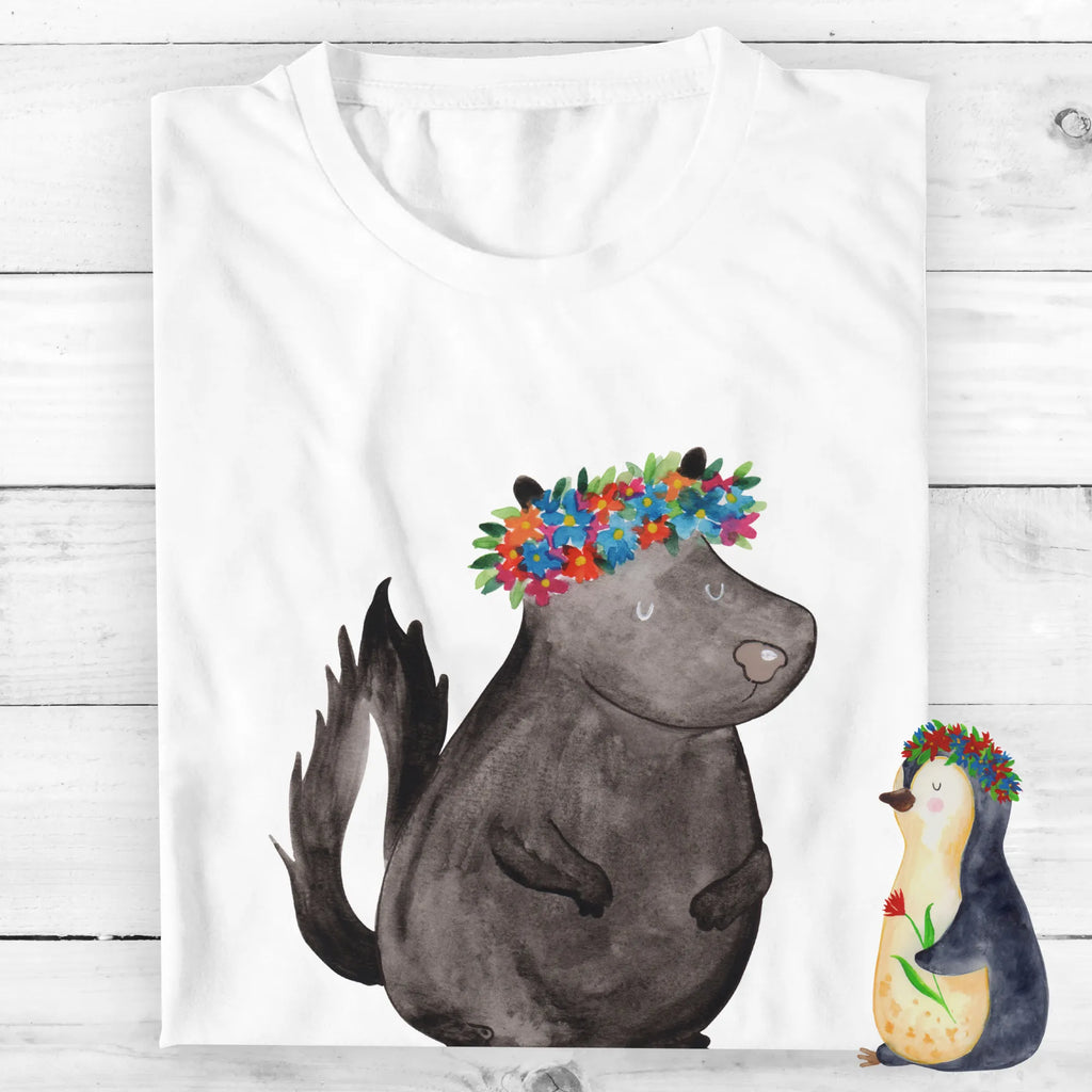 Personalisiertes T-Shirt Stinktier Blumenmaedchen T-Shirt Personalisiert, T-Shirt mit Namen, T-Shirt mit Aufruck, Männer, Frauen, Wunschtext, Bedrucken, Stinktier, Skunk, Wildtier, Raubtier, Stinker, Stinki, Yoga, Namaste